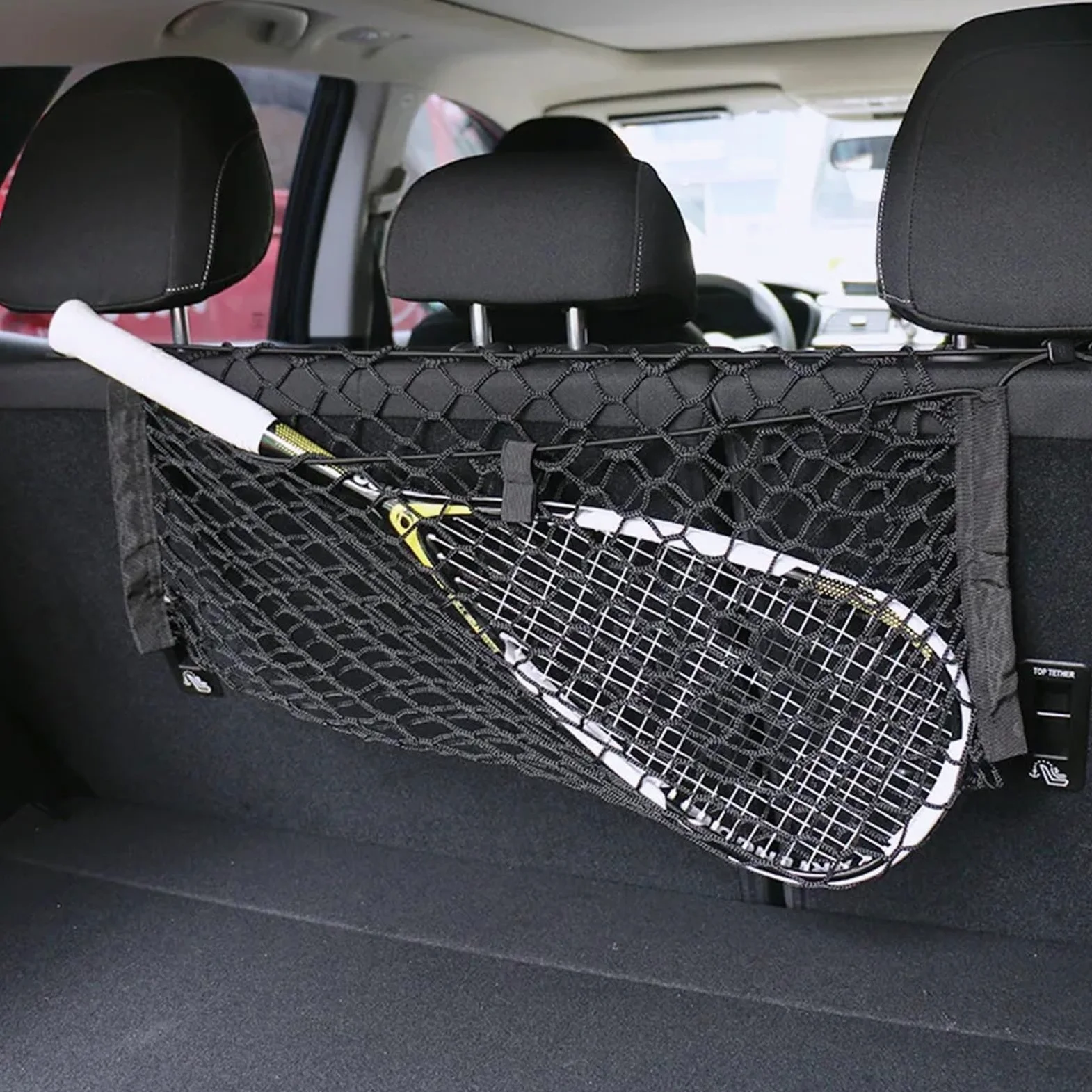 Red Maletero de Coche Red de Carga for Coche | Almacenamiento duradero del organizador de malla del maletero con accesorios de correas ajustables