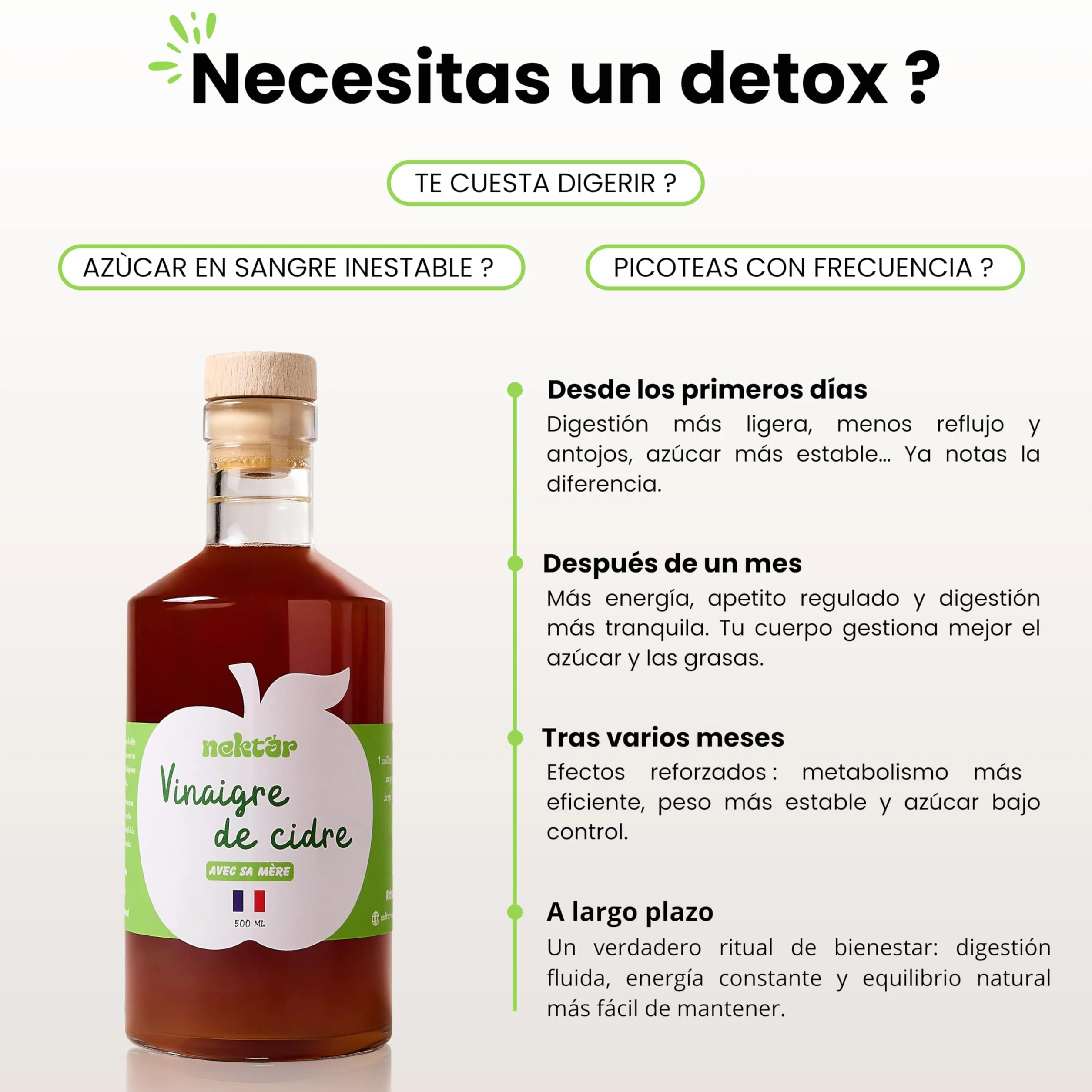 Vinagre de Sidra Orgánico Sin Pasteurizar Sin Filtrar con Madre 500 ml Hecho en Normandía