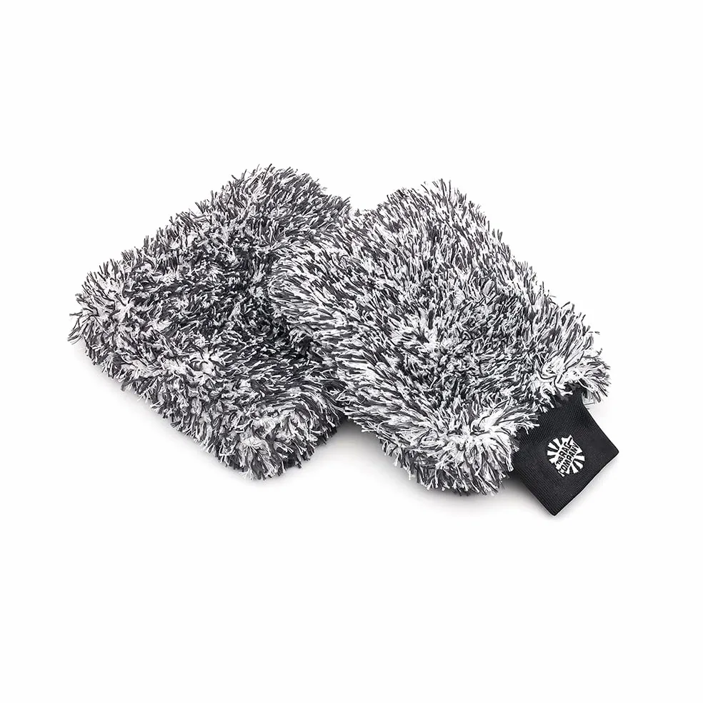 The Rag Company Mitón de Lavado Cyclone Ultra de 8 x 9 y Almohadilla de Lavado Cyclone Ultra de 10 x 10 Mezcla 7030 de Microfibra Coreana, Relleno de Espuma, sin arañazos, sin Pelusa, Negro