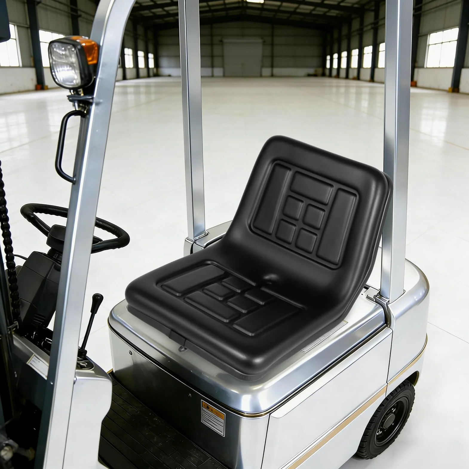 Asiento universal pequeño para carretilla elevadora con PVC y espuma, asiento de tractor ergonómico ajustable y capacidad de carga de 100 kg, asiento para cortacésped con varios orificios y orificio