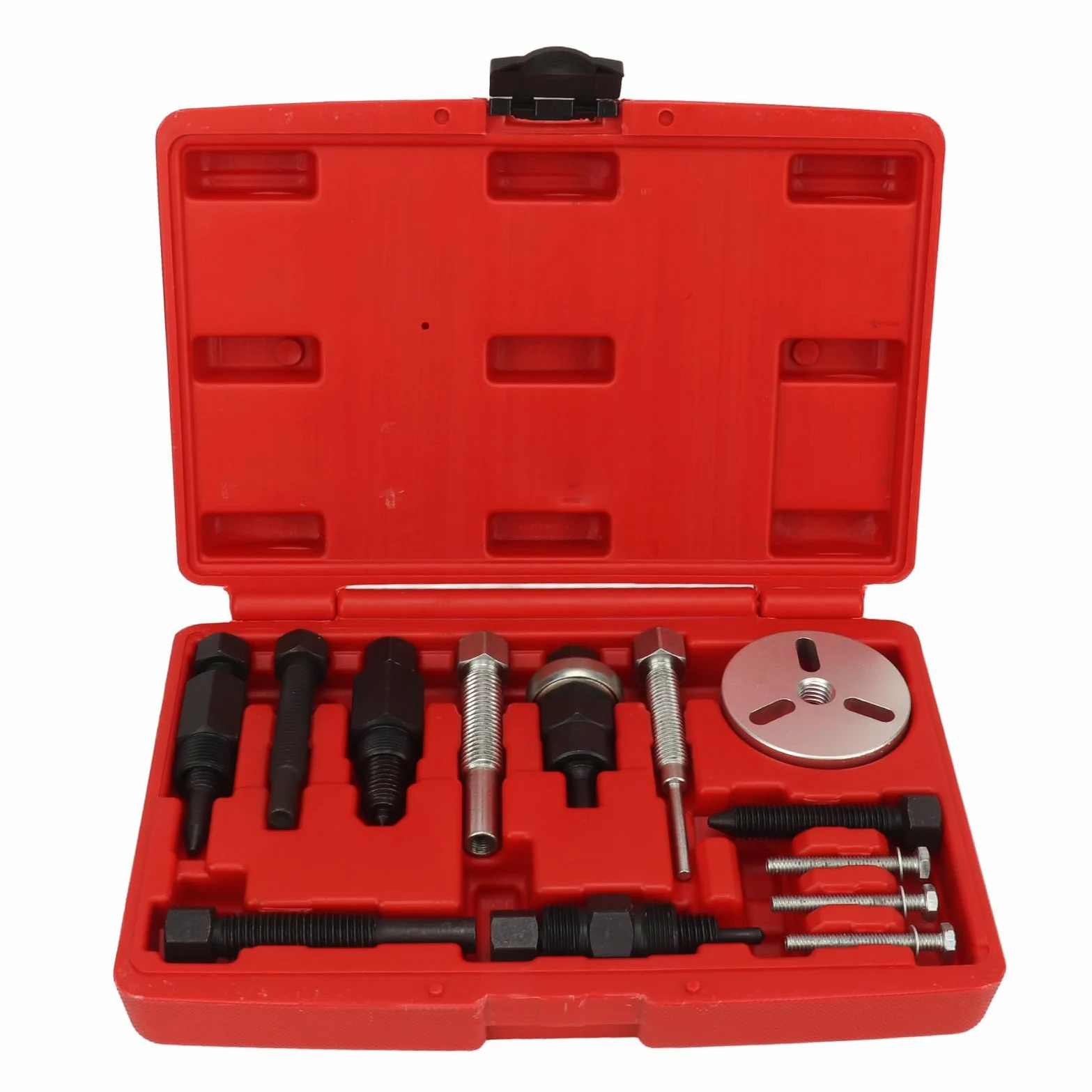 Extractor de embrague Torvex, 13 piezas A C Juego de extractor de cubo de embrague de compresor de acero al carbono, kit de extractor de embrague de compresor para automoción