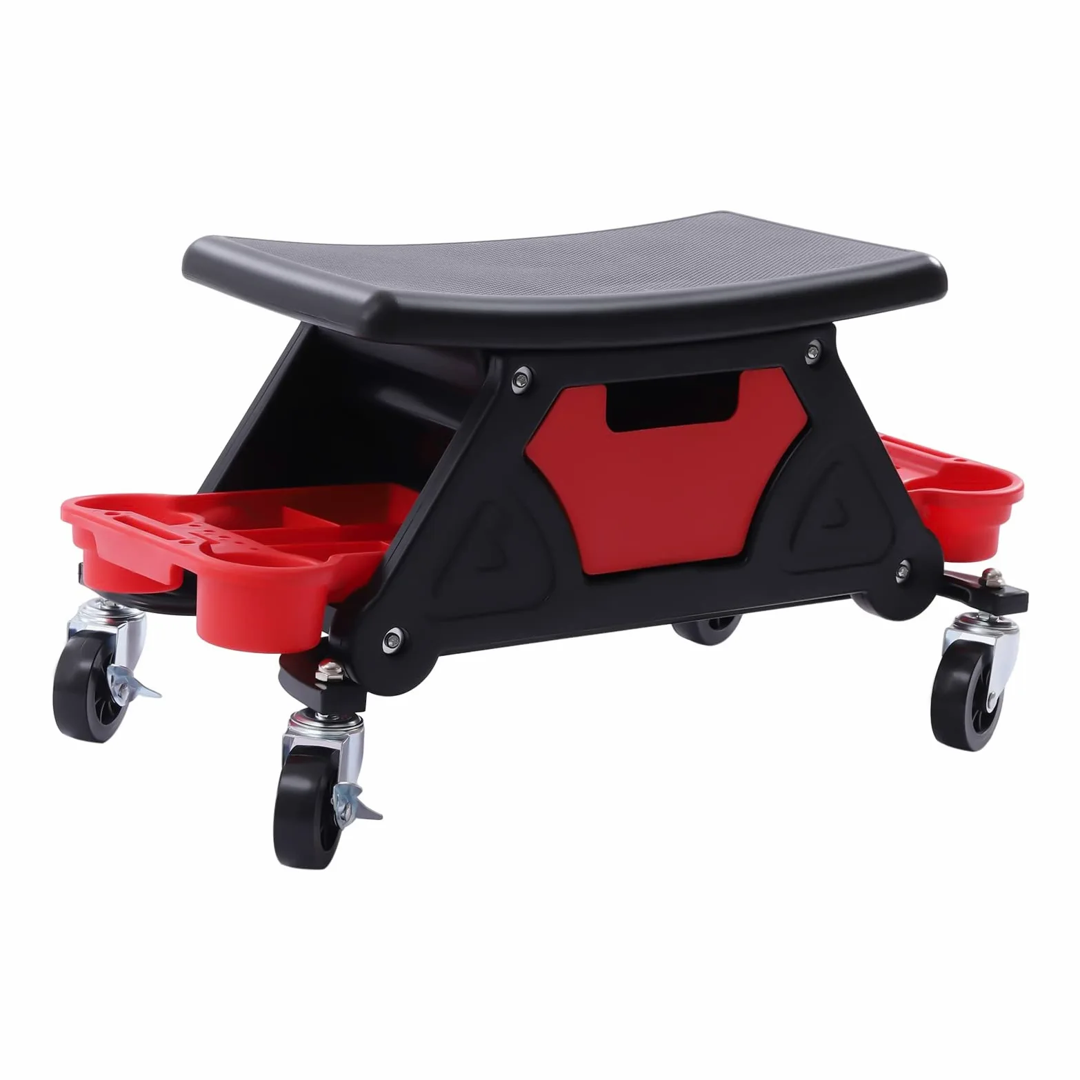 Asiento de taller de trabajo, 150 kg, 45 cm de longitud, extraíble, ruedas bloqueables, taburete de taller, taburete de trabajo con superficie de almacenamiento, taburete de garaje móvil, taburete de