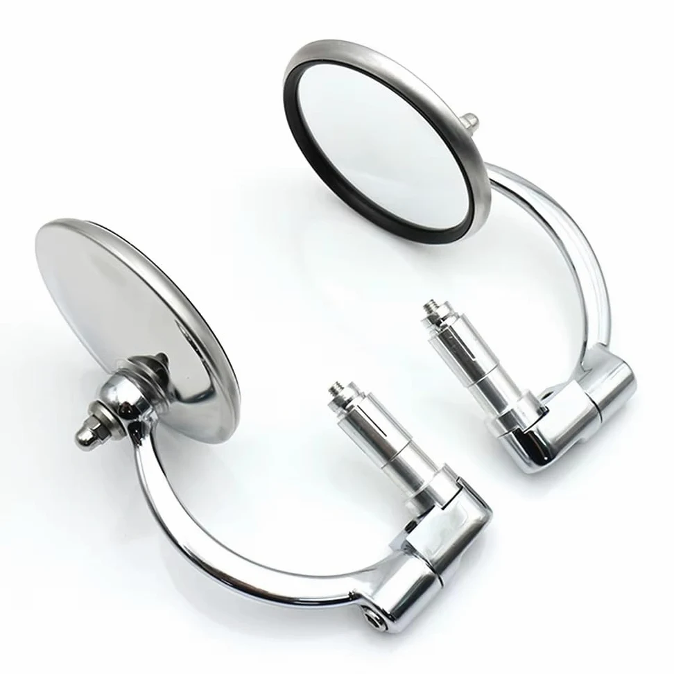 Espejos Retrovisores Laterales Para Manillar De Motocicleta, Cromados En Aluminio, 7/8" (22 Mm), Universales Para Scooter Moto Todoterreno Espejos Moto Laterales Rotación