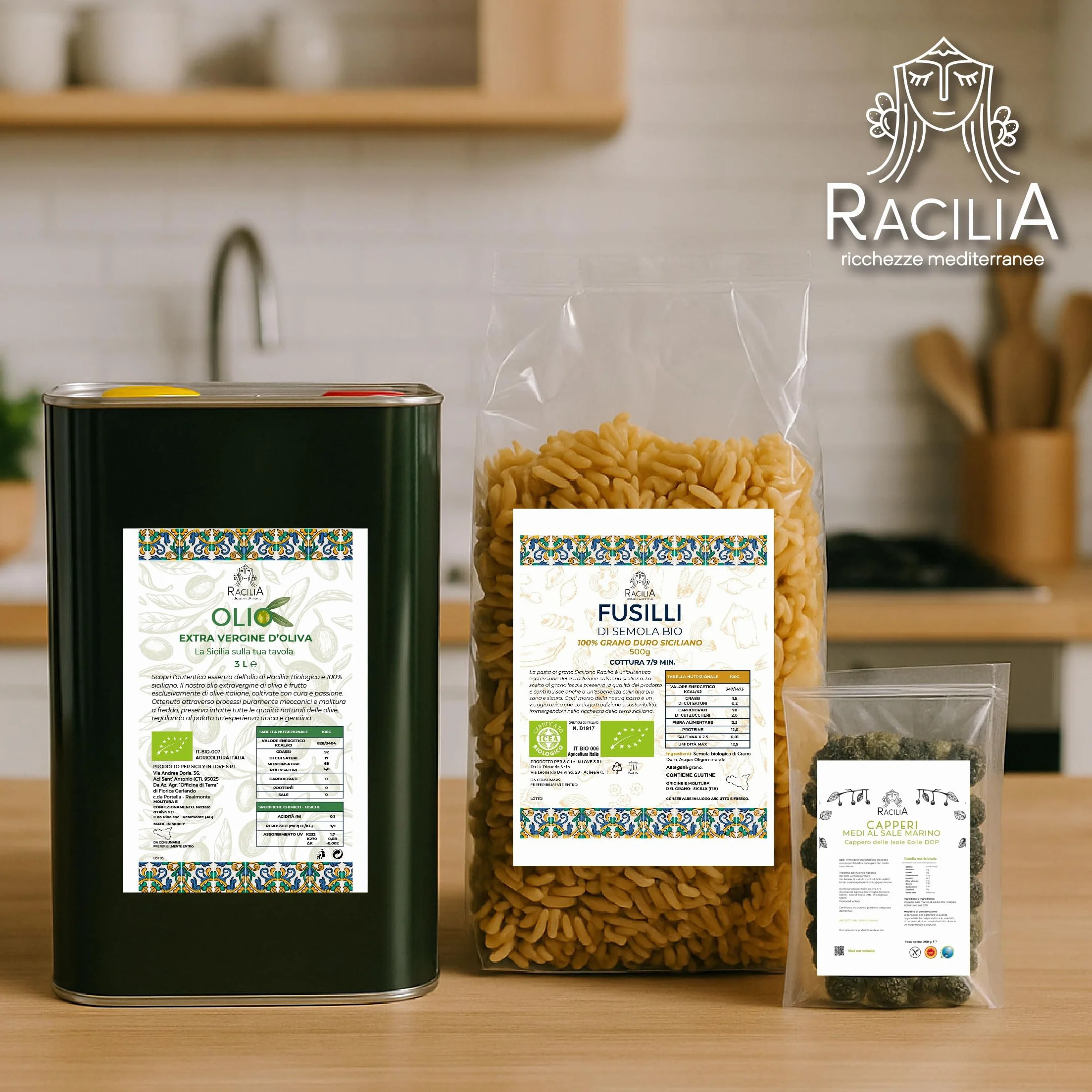 RACILIA Alcaparras Medianas Bajo Sal DOP Islas Eolias - Sin Gluten 250gr