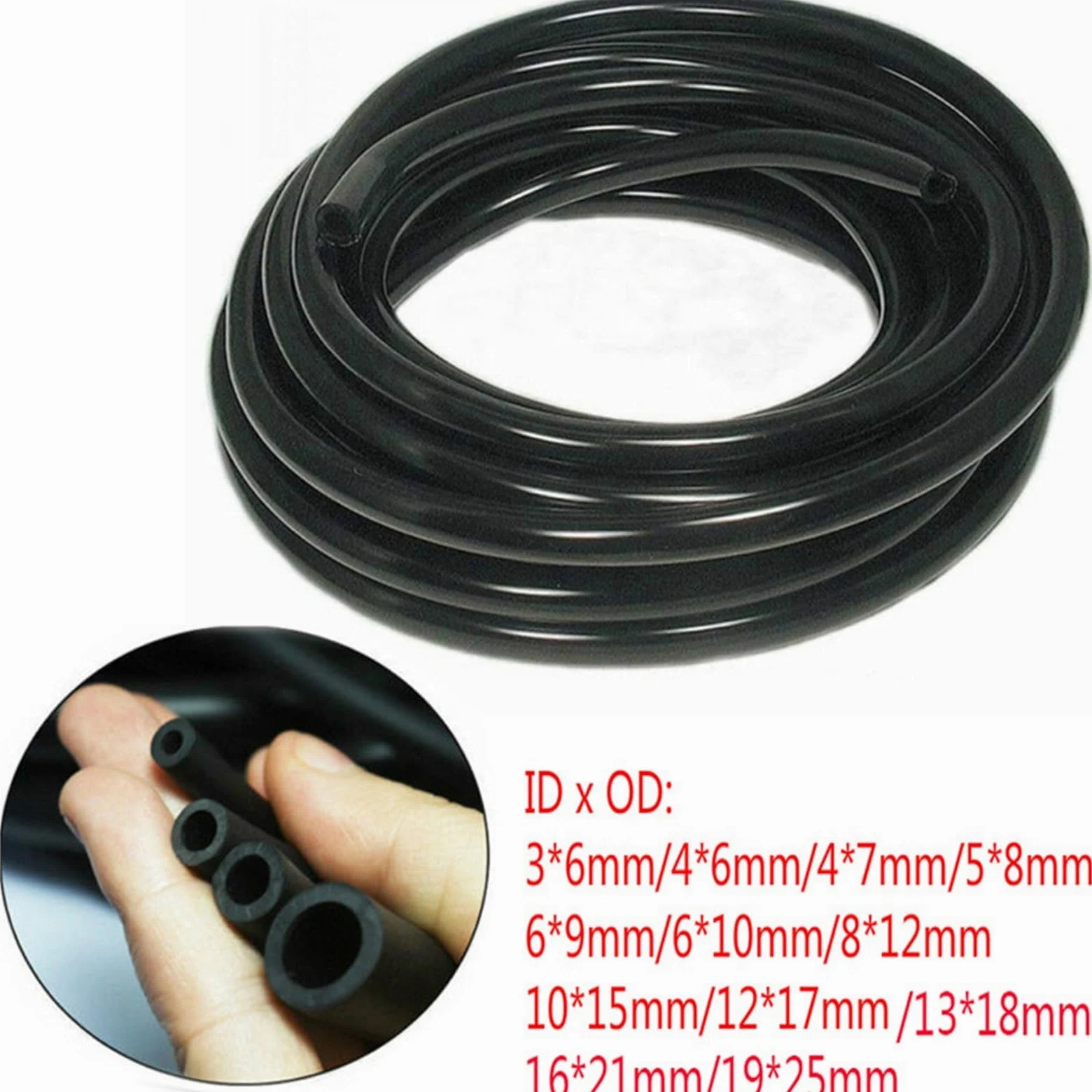 Tubo Gasolina Moto Manguera de combustible de caucho de nitrilo negro de 1 m, manguera de línea de aceite diésel de gasolina, tubo blando de 0,3 cm a 1,2 cm, resistente al aceite, al desgaste, a los á