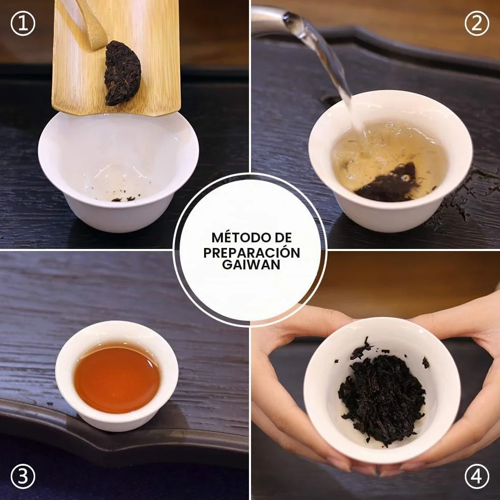 Té Pu-erh Maduro Mini Pastel 96 Tazas 200g Tubo de Hoja de Bambú