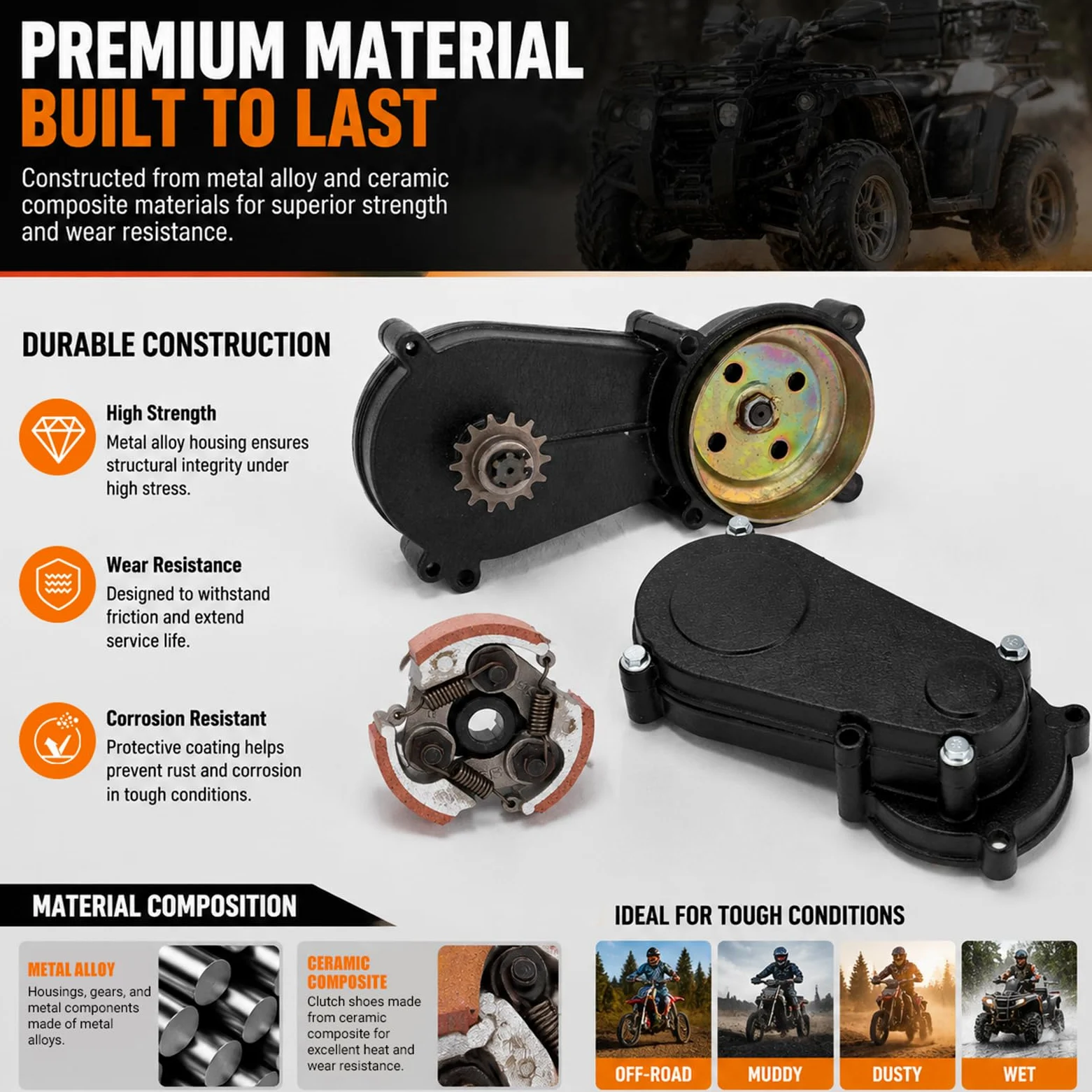 Juego de carcasas de embrague para máquina todoterreno, caja de embrague, caja de tambor 14T, juego de embrague para 47 ccm 49 ccm Mini Pocket Quad Dirt Bike ATV piezas tambor de embrague