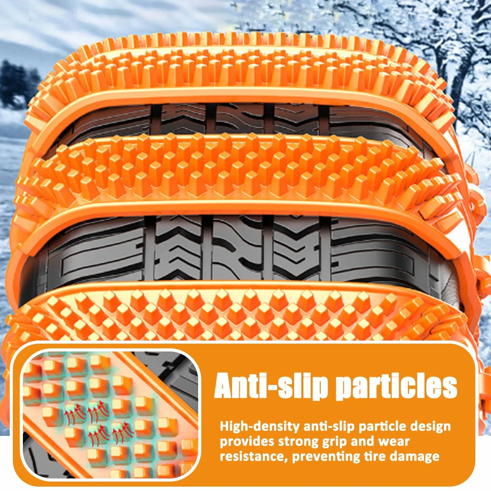 Cadena de Nieve 10 Unidades, Universal Cadena de Nieve para Coche, Cadenas Antideslizantes para Neumáticos de Nieve, Para coches, SUV y camionetas, Ancho 165-275mm(Orange,40PCS)