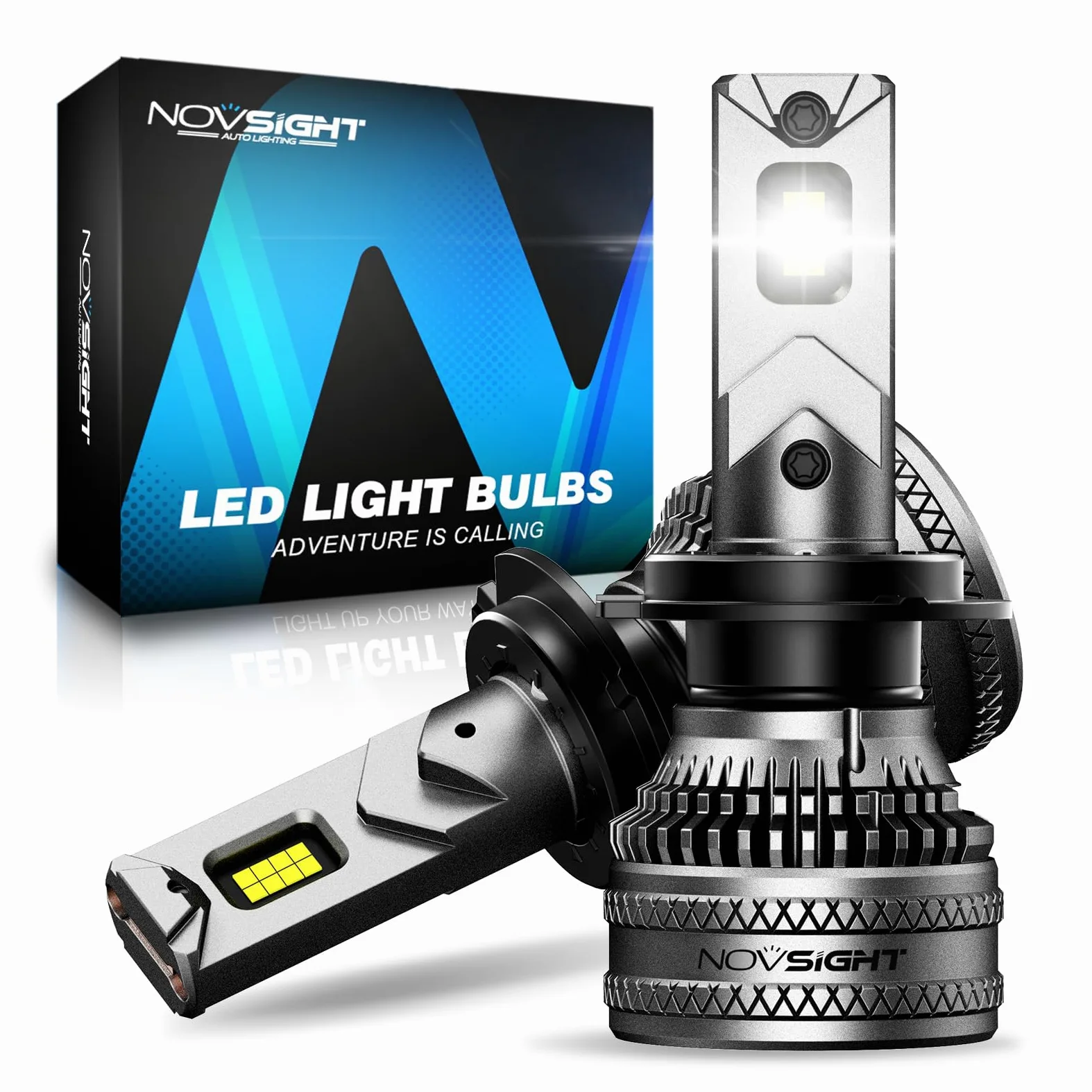 NOVSIGHT Bombilla H7 LED 45000LM - 200W Bombilla súper brillante para faros H7, Luz Blanca Fría de 6500K, Equipado con un Ventilador de 25000RPM, Plug and Play, Impermeable IP68, Paquete de 2 | 200 W, 6500 K, luz blanca fuerte, haz preciso, turboventilado