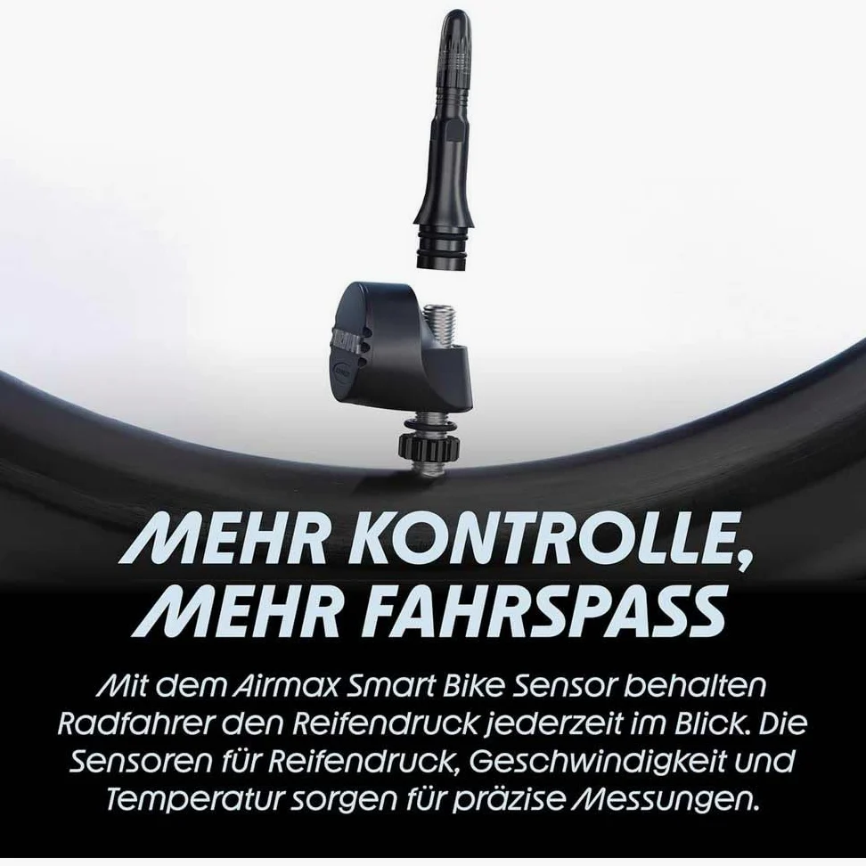 Schwalbe Airmax Smart Bike Sensor – Sistema de control de presión de neumáticos para válvulas SV-Tubeless Tubeless Mangueras con vástago roscado SV – Valve Clik Valve – Medidor de presión de