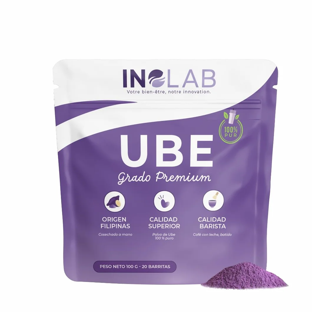 Inolab Polvo de Ube 100% Puro Superalimento para Latte, Postres y Smoothies 100 g