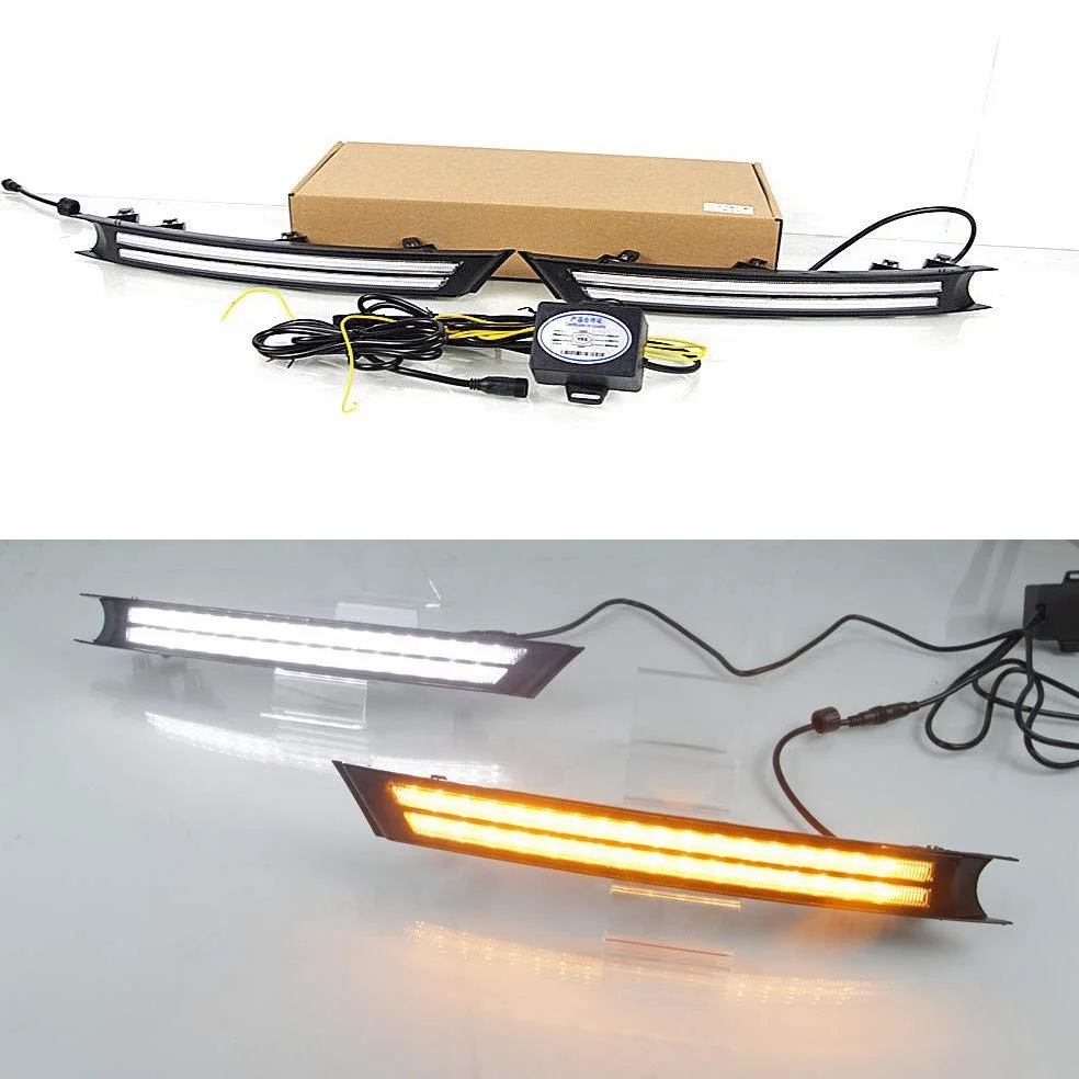 Luces diurnas LED DRL para compatible for Mazda CX-5 CX-8 2017-2021, LED parachoques delantero DRL + amarillo Streamer luces de señalización