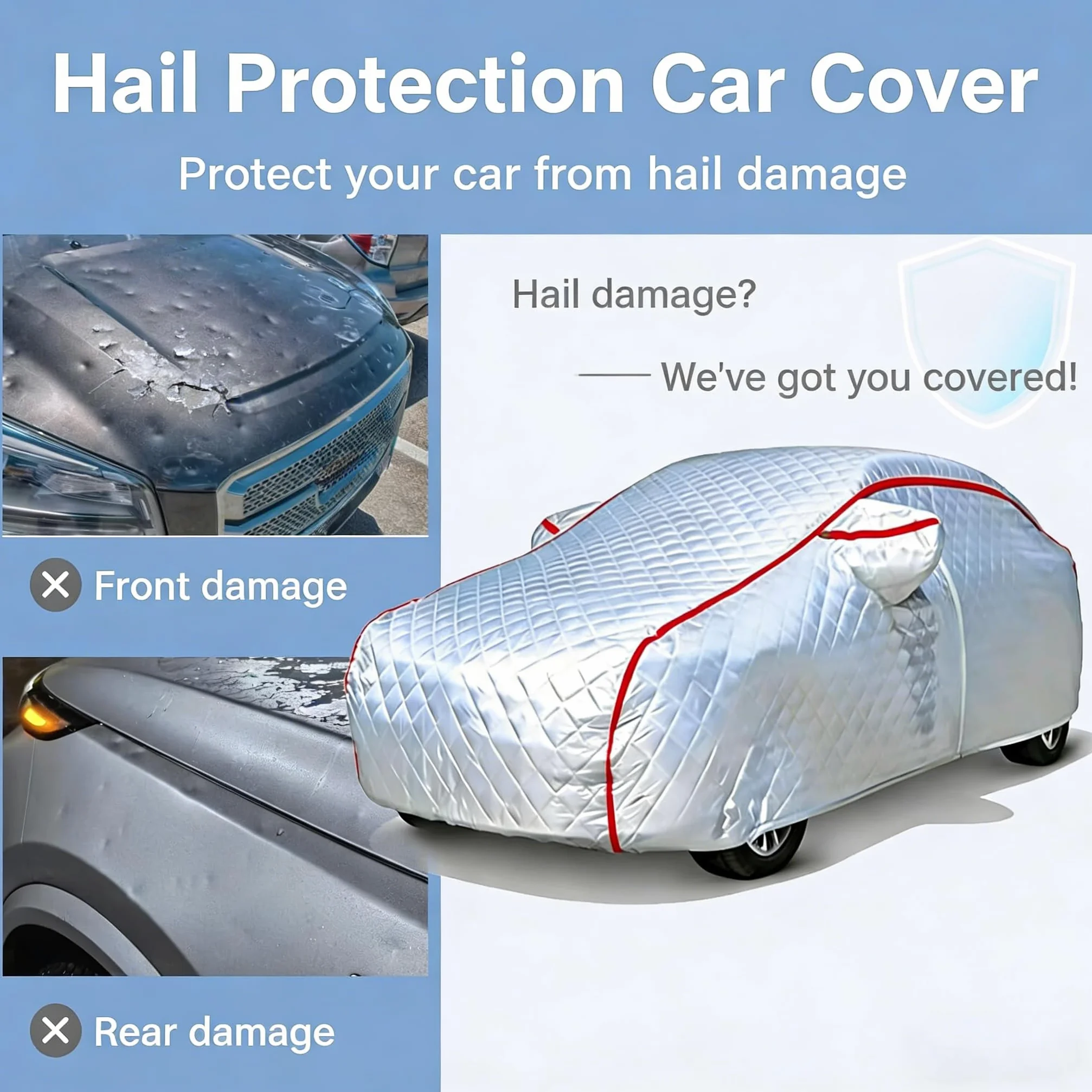 Funda Coche Antigranizo para EBRO S400 SUV 2025-,Cubierta de Coches Exterior Impermeable,Lona Coche Transpirable Antigranizo Antinieve,con Cremallera Exterior