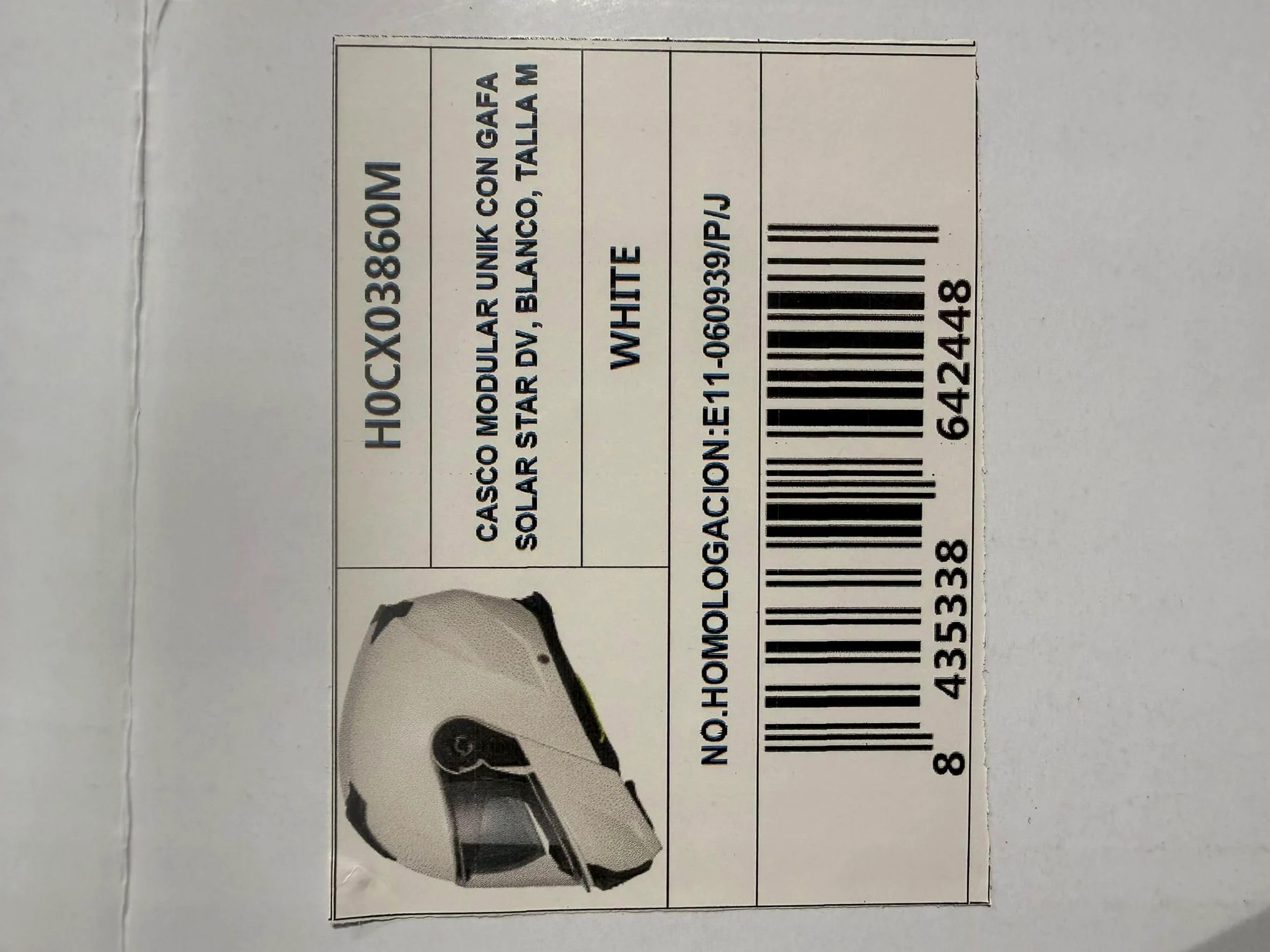 UNIK Casco Moto Modular Star DV Blanco Brillo Talla L