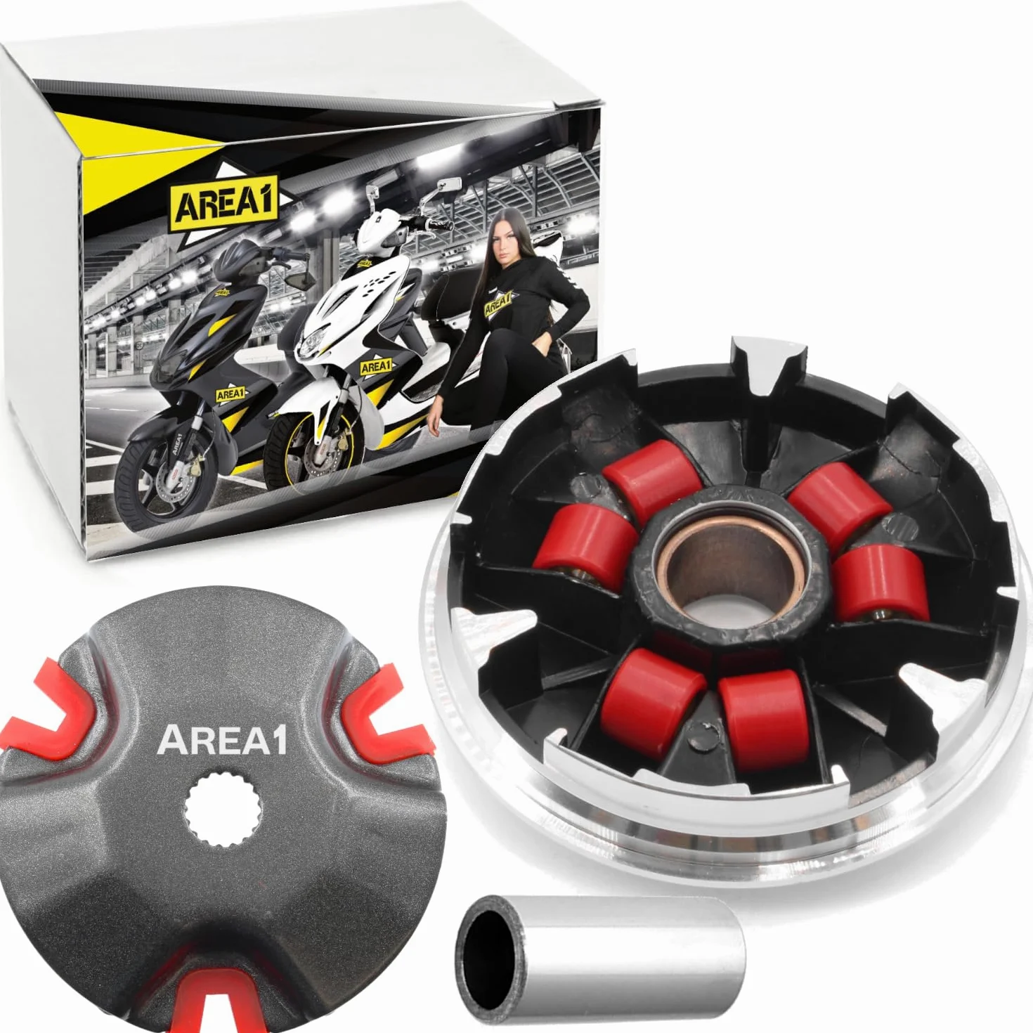 Area1 Juego de variador de tuning con embrague tuning para scooter con motor de 50 cc 2T compatible con Aerox Neos Jog Nitro Ovetto Mach G Booster Italjet