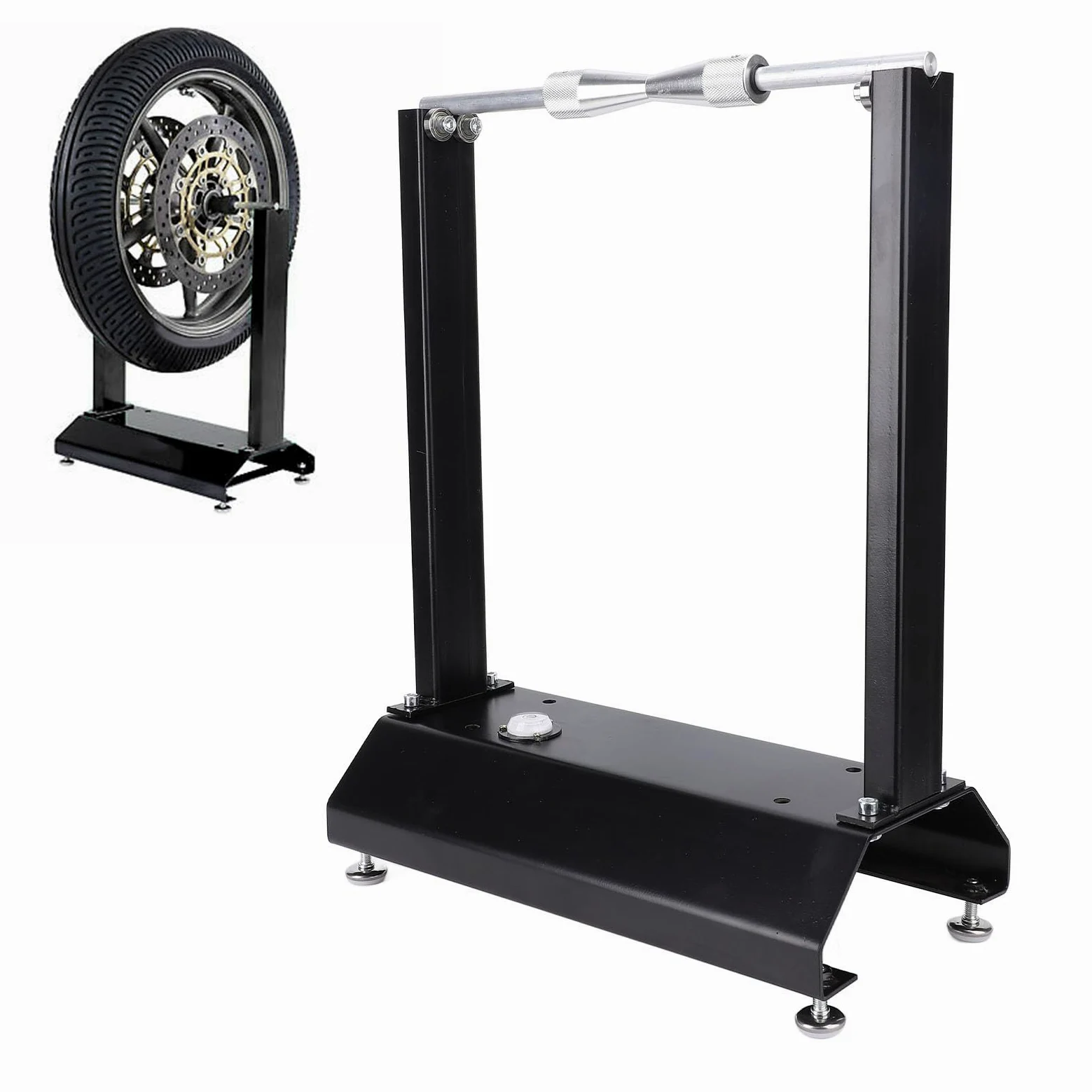 Jiawu Equilibrador de Ruedas de Motocicleta, Conos de Centrado Ajustables, Equilibrador de Neumáticos de 13 de 8 Mm a 28 Mm, Soporte de Equilibrio de Ruedas con Diseño Desmontable Portátil para
