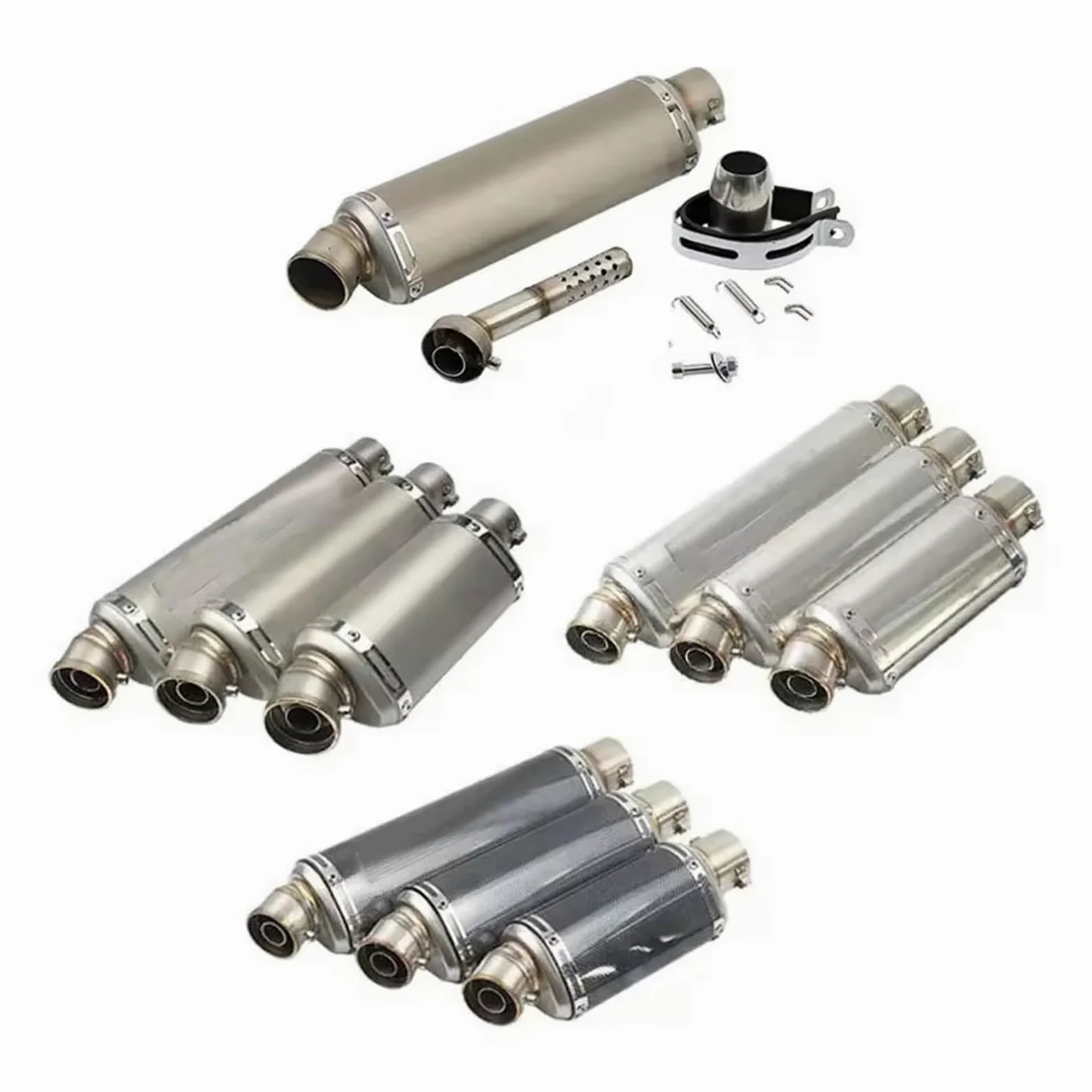 silencioso escape moto Para fz6 para pcx125 100cc-1000cc ATV GP Scooter | Silenciador de Escape Universal para motocicleta de 51mm, tubo de Escape de acero inoxidable de 310, 370 y 440mm(C3)