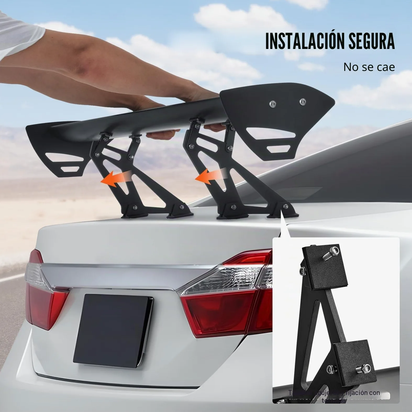 VEVOR GT Wing - Alerón universal de 43.3 pulgadas con cubierta única, aluminio ligero ajustable, alerón trasero para coches y carreras BGW/JDM Drift negro