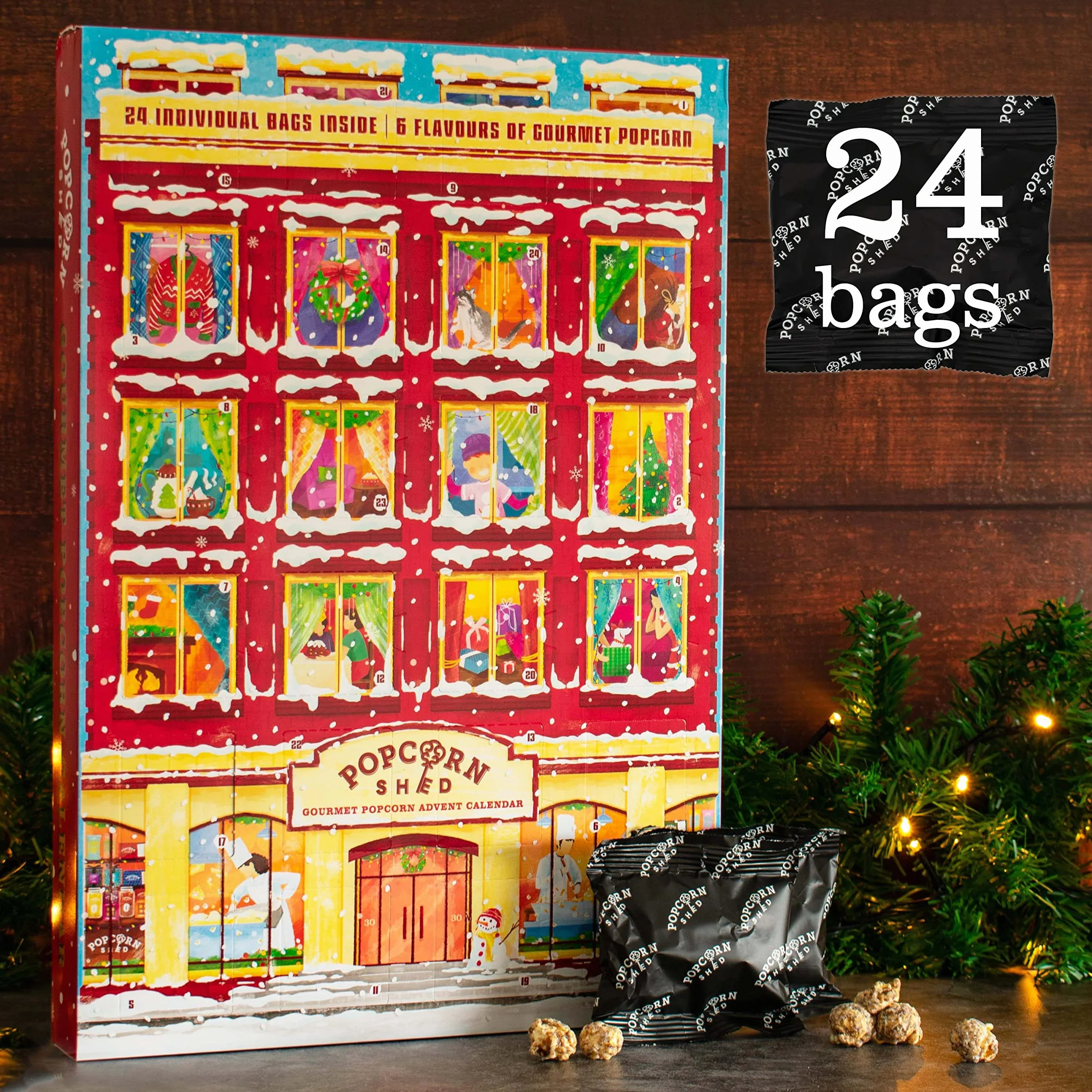 Calendario de Adviento Navidad Palomitas Gourmet 2022 6 Sabores Regalo Natural Vegetariano