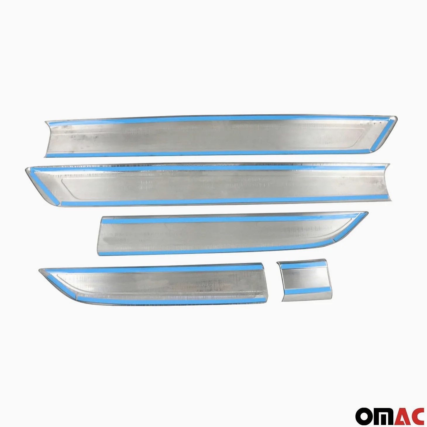 OMAC Seitentürleiste Türschutzleiste Compatible con Ford Transit Custom 2013-2024 Acero INOX 5X