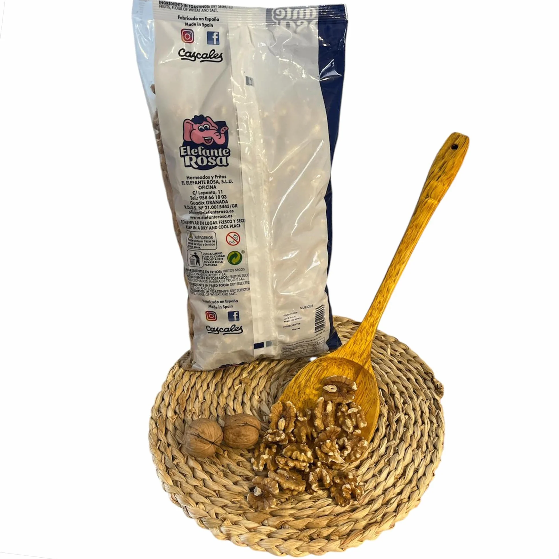 El Elefante Rosa Nueces Peladas Crudas 1kg Mitades Naturales Snack Saludable