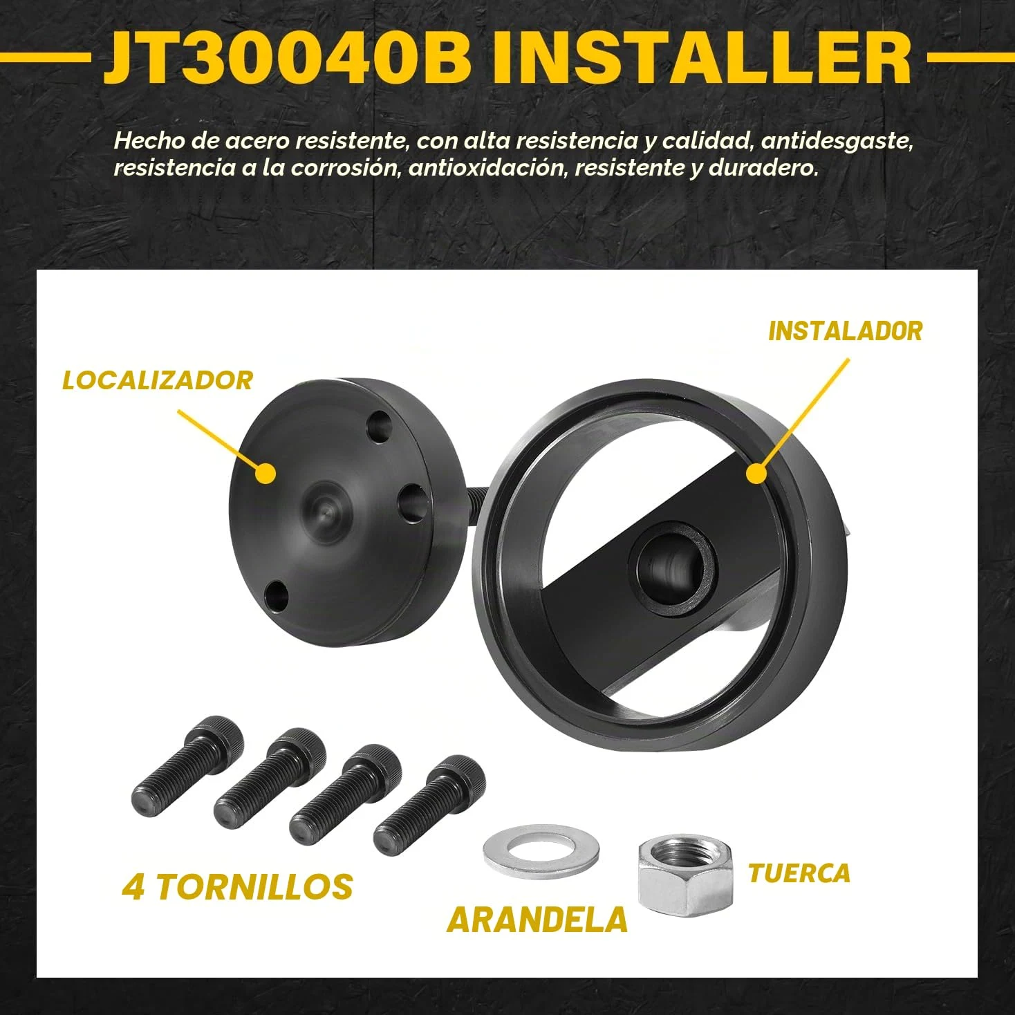 JT30040B Instalador de Retén Principal Trasero de Cigüeñal, Compatible con John Deere 4045 152 164 180 202 219 239 329 359 414 Herramienta de Instalación de Motor, Reemplazo para JT30040, KCD10002A