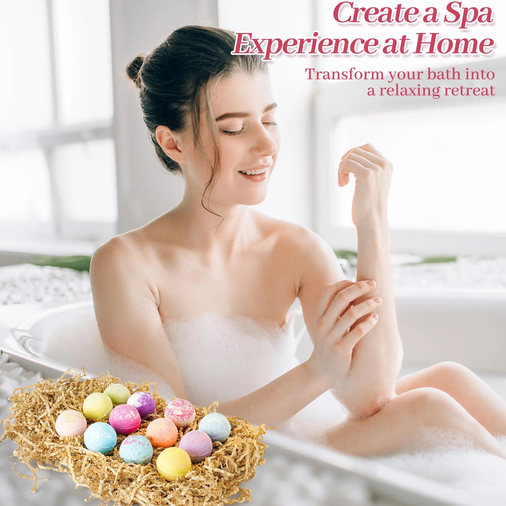 Bombas de Baño Orgánicas Naturales Veganas con Aceites Esenciales, Regalo de Spa Individual para Mujer