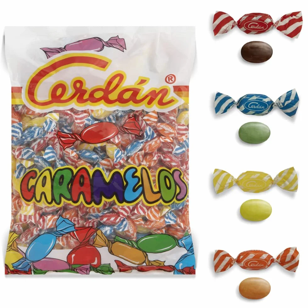Caramelos Cerdán Caramelos Ácidos de Sabores Variados Bolsa 225 Unidades 750 g Caramelo Duro Sin Gluten