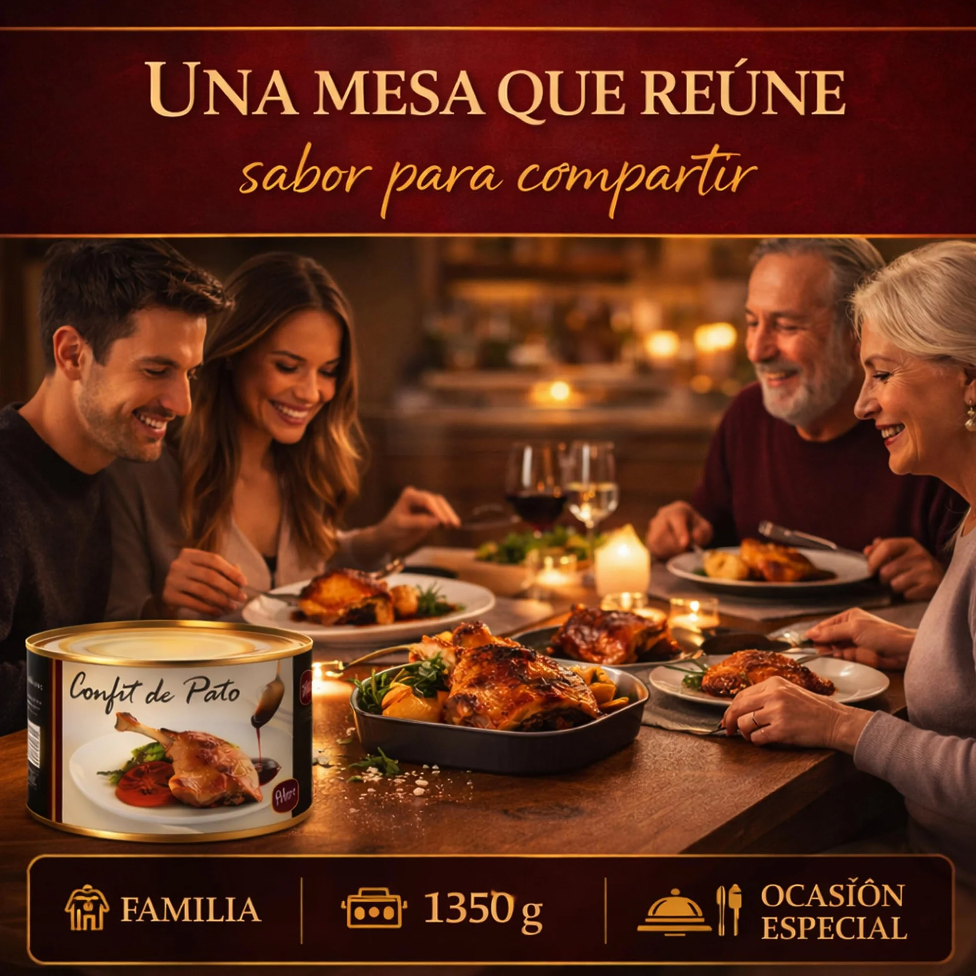 POLGRI Confit de Pato Muslos Confitados Gourmet 1350 g 4/5 Unidades Carne de Caza Premium Receta Manchega