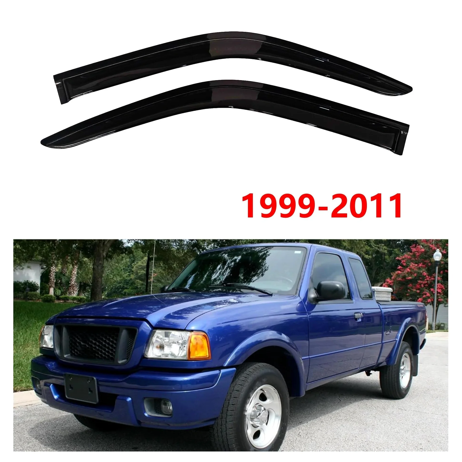 Derivabrisas Delanteros 2 Viseras para Ventanas De Automóvil, Protectores contra La Lluvia, Parasol, Cubierta para Ford para Ranger 1999-2011 Cabina Extendida Visera Solar