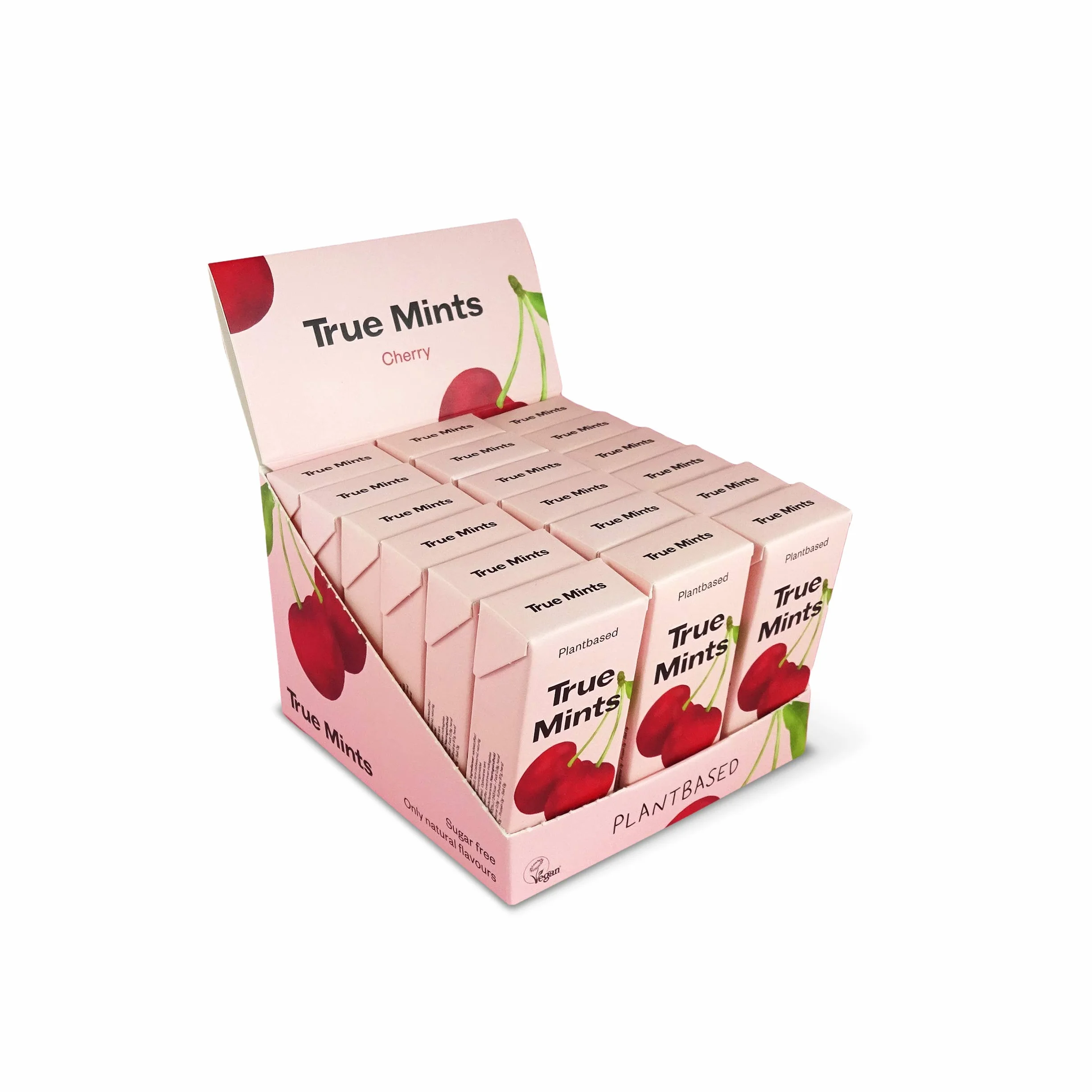 True Mints Caramelos Veganos Sabor Cereza Pack 18 Cajitas Sin Azucar Aromas Naturales