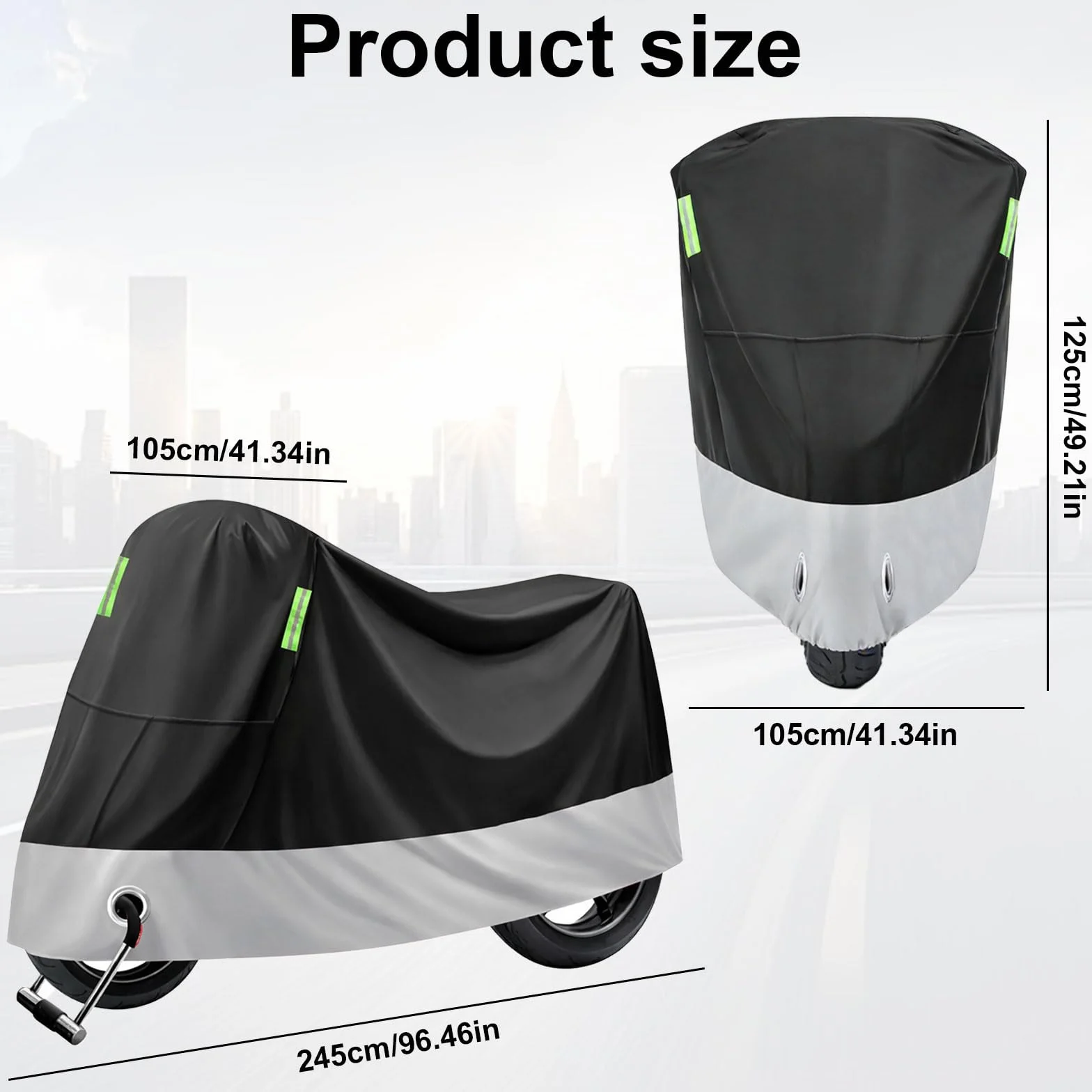 Funda Moto Impermeable,Funda para Moto Exterior,Cubierta de la Motocicleta para Cubre Scooter Motocicleta Calle Scambler Enduro(245x105x125cm)