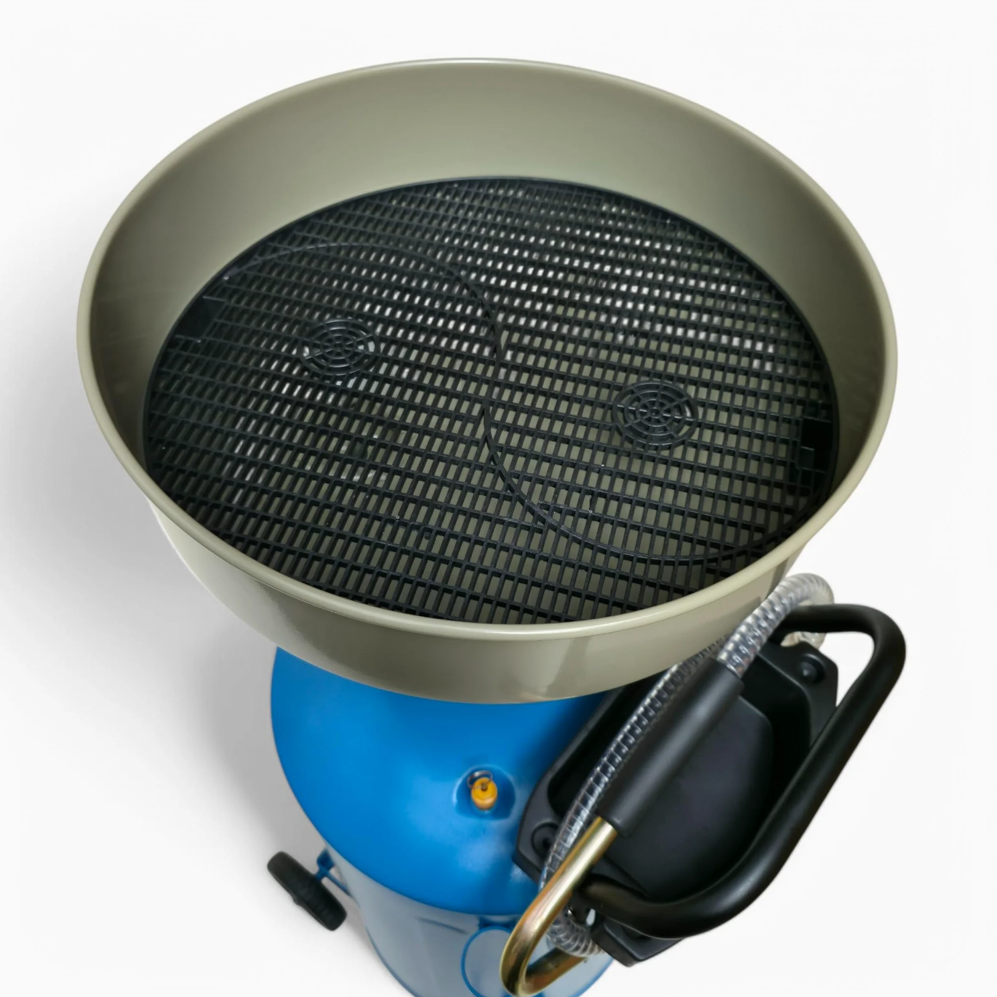 DeTec. Depósito colector de 65 l con embudo de altura ajustable para recoger aceite usado, carro de recogida de aceite enrollable, dispositivo de drenaje de aceite para coche, neumático, altura máxima