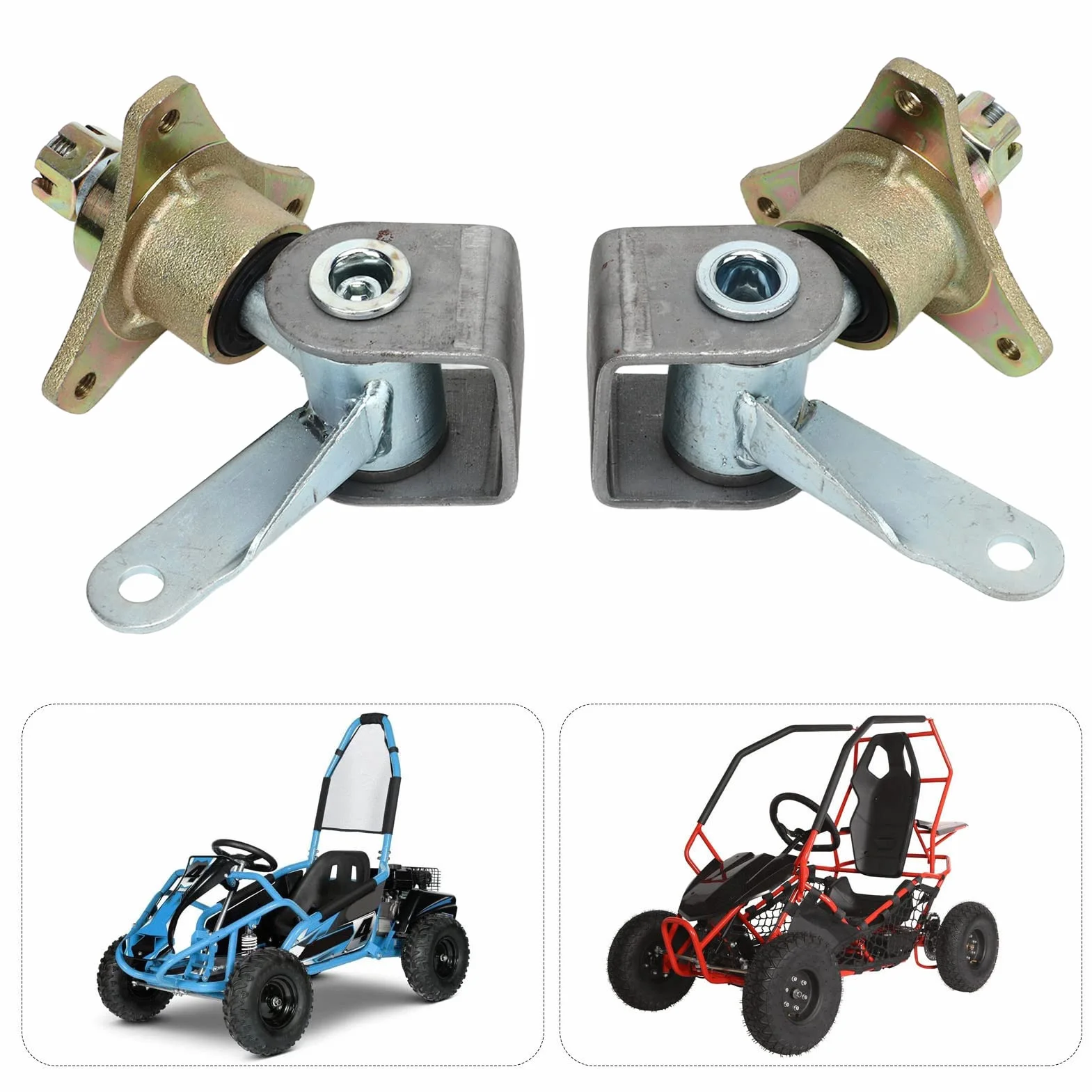 Asixxsix Husillo de nudillo de dirección Go Kart, 2 uds. Ejes de Rueda Delantera de aleación de Acero de 17 mm Husillo de dirección para neumáticos de 6 Pulgadas Quad Bike ATV Go Kart