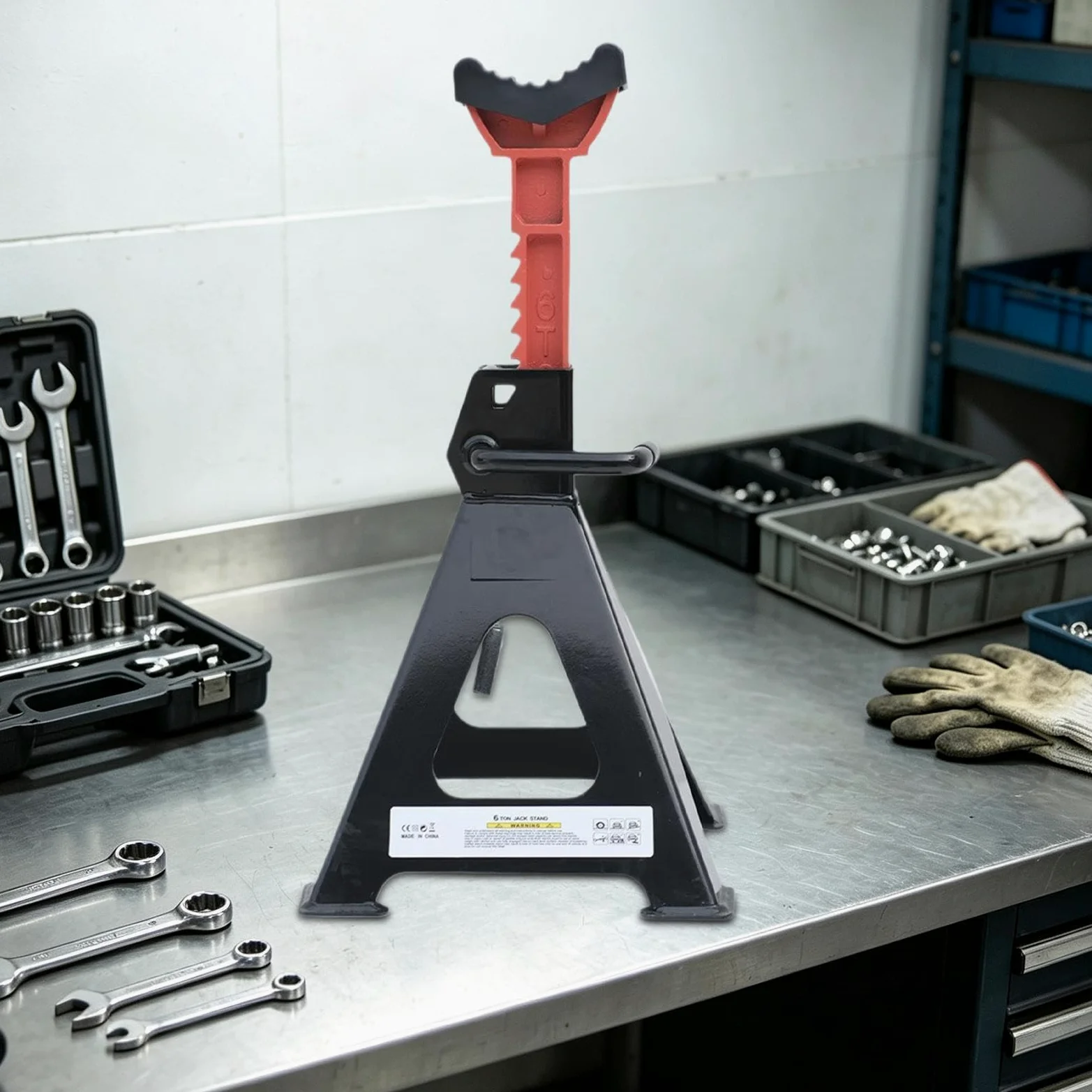 Caballete de 6 toneladas, altura regulable de 3/6 toneladas | Soporte de elevación para camión, SUV, motocicleta, cortacésped, tractor, barco, coche, garaje, taller de reparación