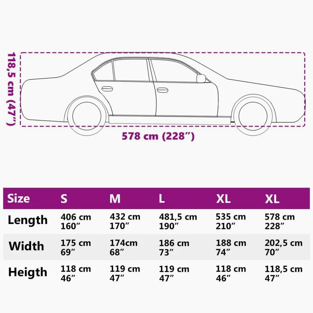 vidaXL Funda Completa Coche Sedan protección al Granizo XXL Gris/Plata, Funda de Coche, Funda de Coche para Exterior, Funda de Coche Impermeable