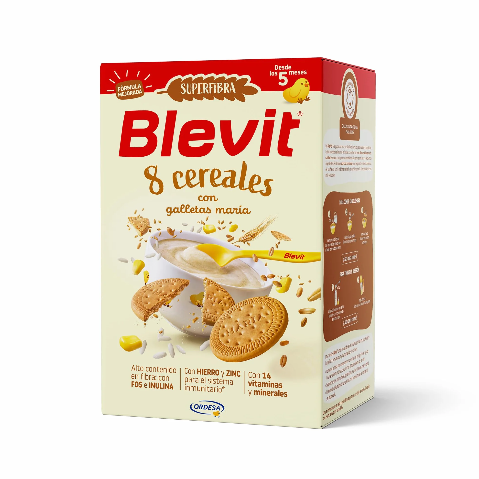 Blevit Superfibra 8 Cereales con Galletas María 500g Papilla para Bebé 5 Meses