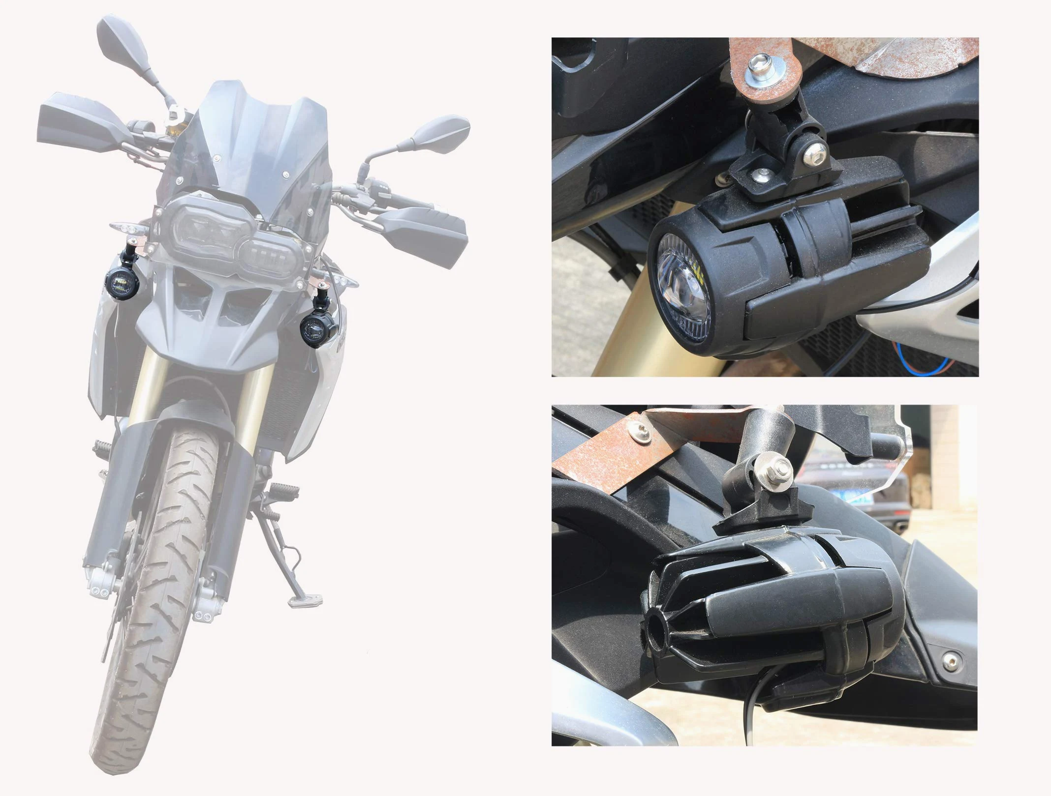 Faros antiniebla LED adicionales + arnés de cables + funda protectora para moto R1200gs,con certificado E-Mark E