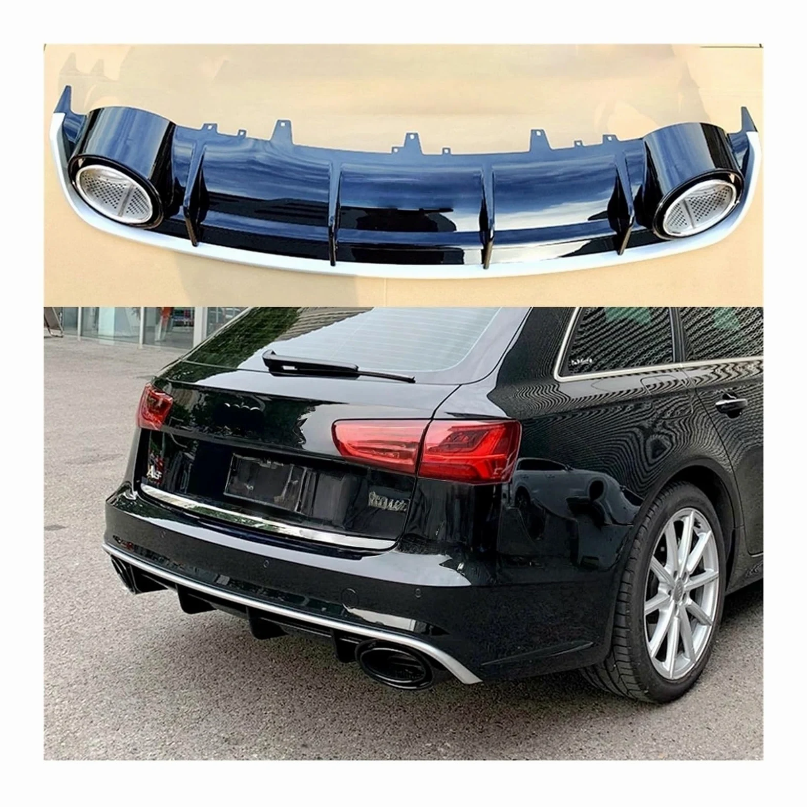 Protector de alerón difusor de parachoques trasero compatible con Audi A6 S-line S6 Hatchback Avant Touring 2015-2018 RS6(Style 2)