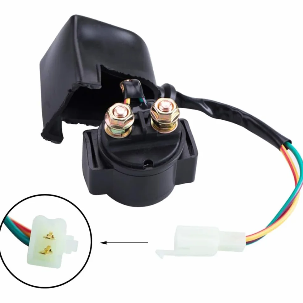 Greluma 1 Pieza Relé de solenoide de arranque para GY6 de 4 tiempos,50 cc,125 cc,150 cc,200 cc,250 cc,ATV,motos de cross,scooters,Go Kart,Dne Buggys,quad,4 ruedas,bicicleta de bolsillo,ciclomotor