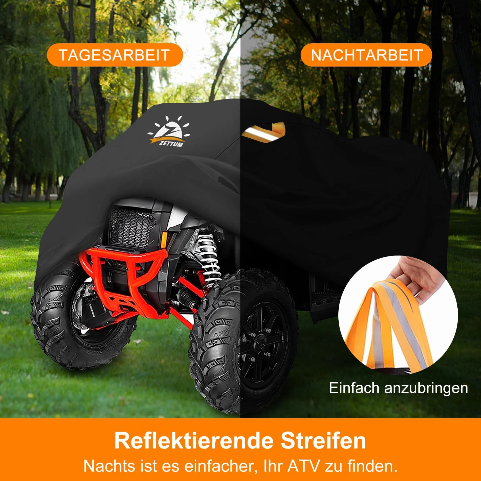 Zettum Funda para Quad ATV - 241 cm Cubierta Protectora Exterior, 600D Oxford Resistente e Impermeable, Grande Vehículo Lona Compatible con Polaris, Honda, Yamaha (241 x 121 x 121 CM)