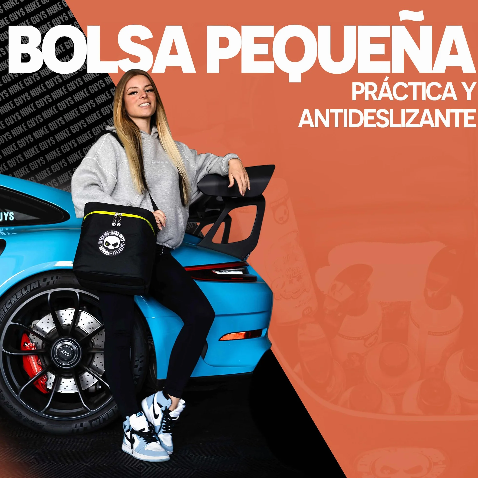 Nuke Guys Bolsa de detalles pequeña | Práctica para el maletero con velcro | Organizador para productos de cuidado del coche