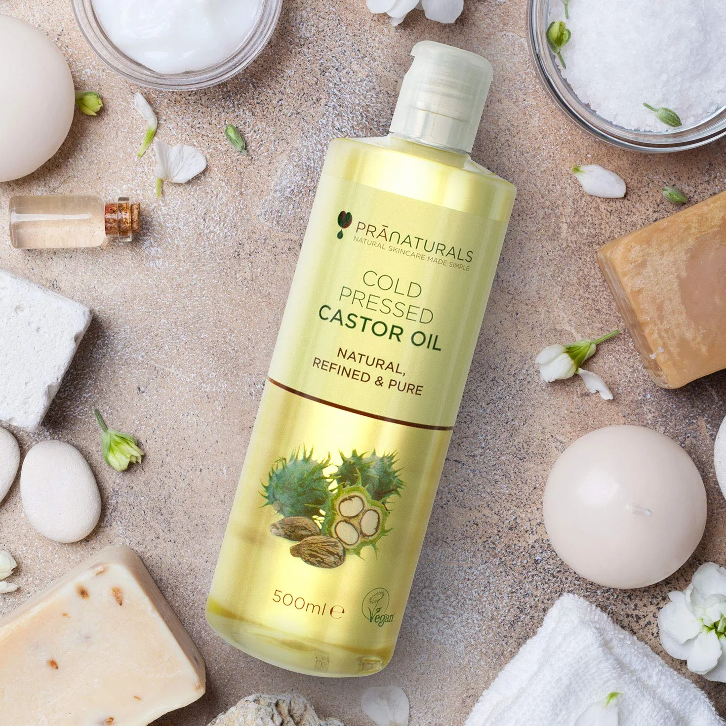Aceite de ricino prensado en frío 500ml 100% vegano natural para crecimiento pelo pestañas piel suave omega 6 y 9