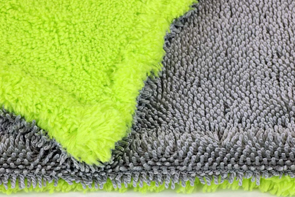 Amphibian - Toalla de secado de coche - Toalla de secado sin enjuague - Doble torsión/tejido de felpa se seca sin rayas (verde/gris, original (20 x 30 pulgadas)
