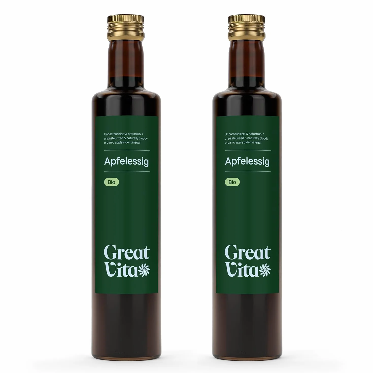 MeaVita Vinagre de Sidra Orgánico de Manzana Natural Turbio sin Filtrar 1000 ml (2 x 500 ml)