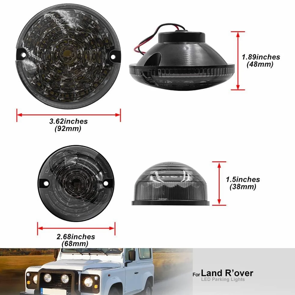 10PCS Kit completo de actualización de lente ahumada Luz trasera trasera Luces antiniebla Luz de marcha atrás Luz lateral delantera compatible con Land Rover Defender 90/110