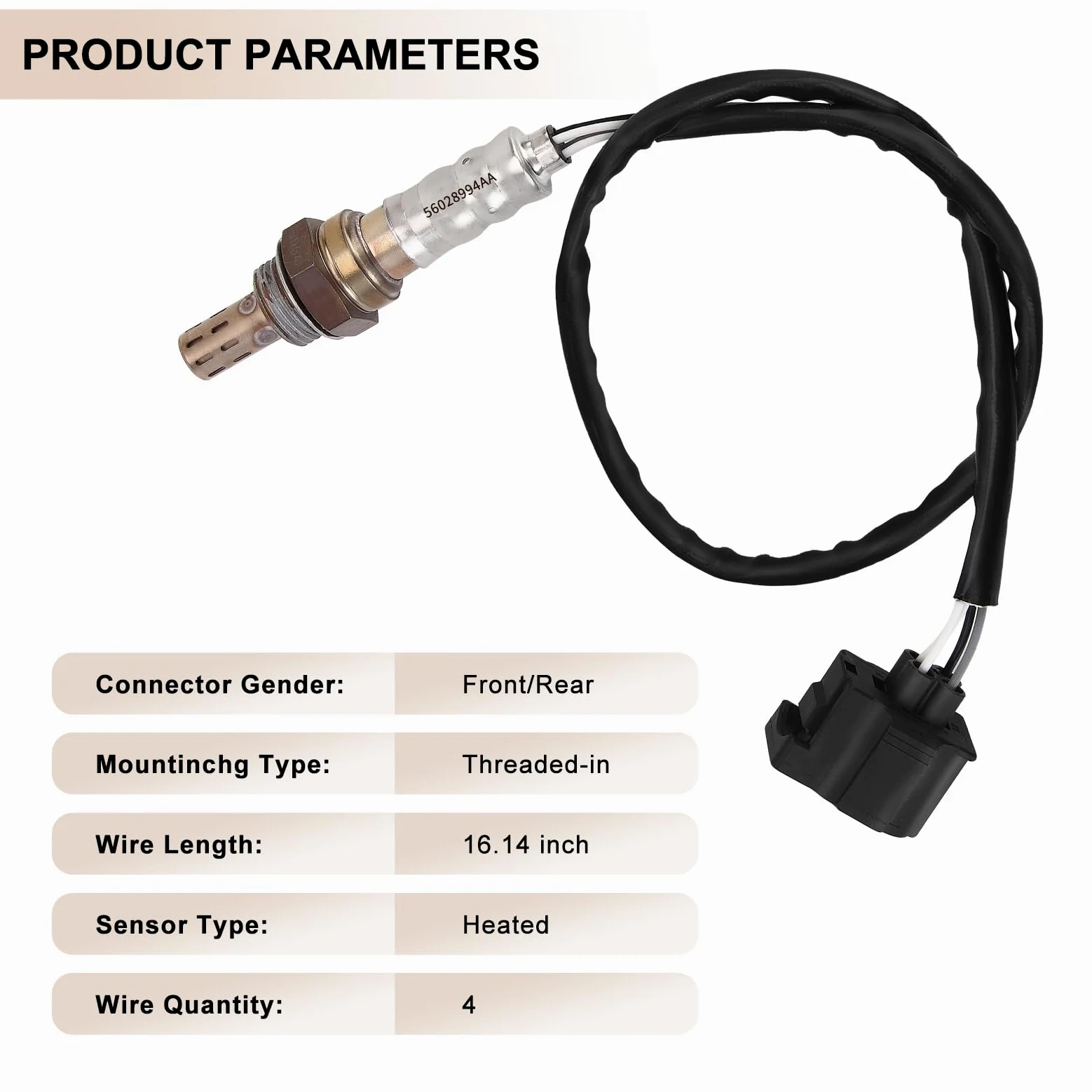 Sensor de oxígeno de O2 ascendente descendente 56028994AA compatible con Chry 300 Dodge Dakota Durango Ram 1500 Jeep Wangler Commander Grand Cherokee Liberty Raider reemplaza # 56028994AB, 4 unidades