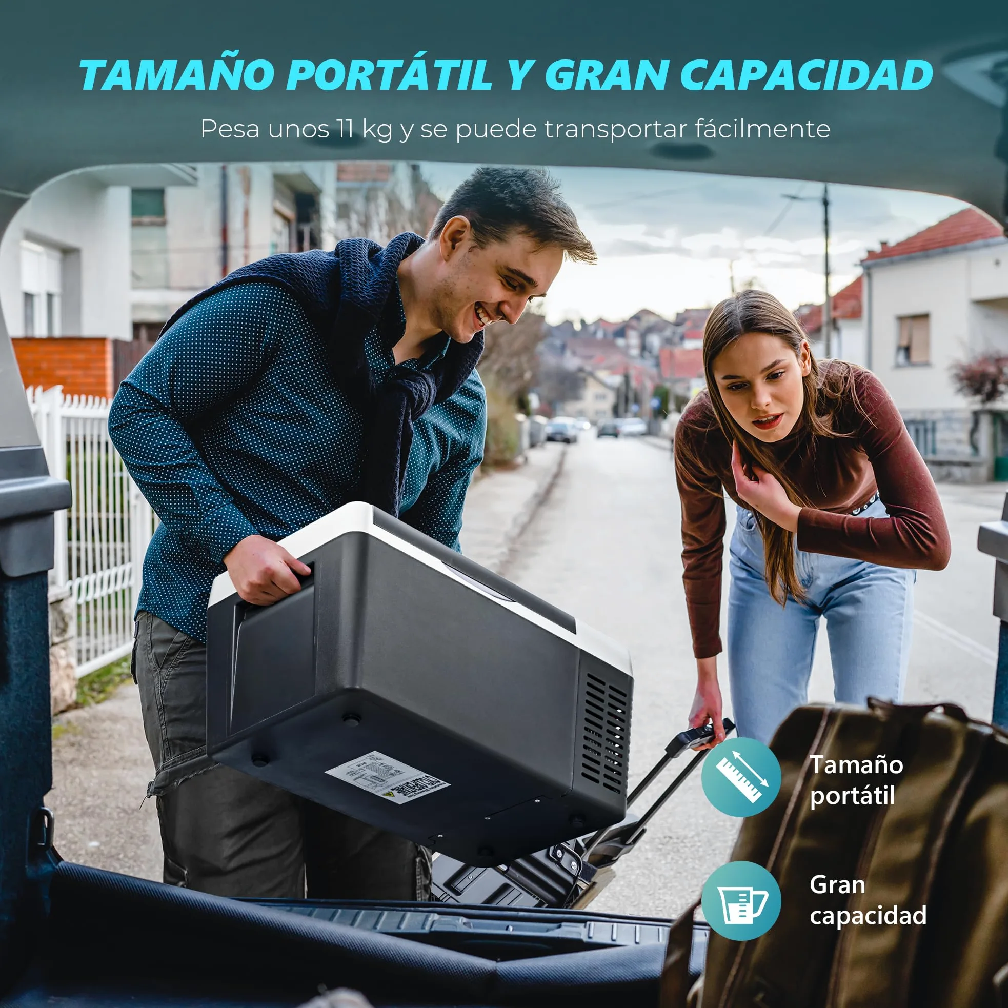 EUHOMY Compresor Nevera 18L Nevera Coche -20℃ ~ 20℃ Nevera Portátil 12/24V DC 100-240V AC Congelador Portátil con Control App WiFi para Camping, Viajes, Barco
