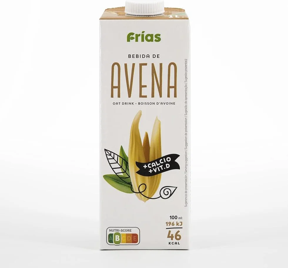 Frías Bebida Vegetal de Avena Enriquecida con Calcio Pack 6 x 1L Sin Lactosa Sin Azúcares Añadidos Vegana