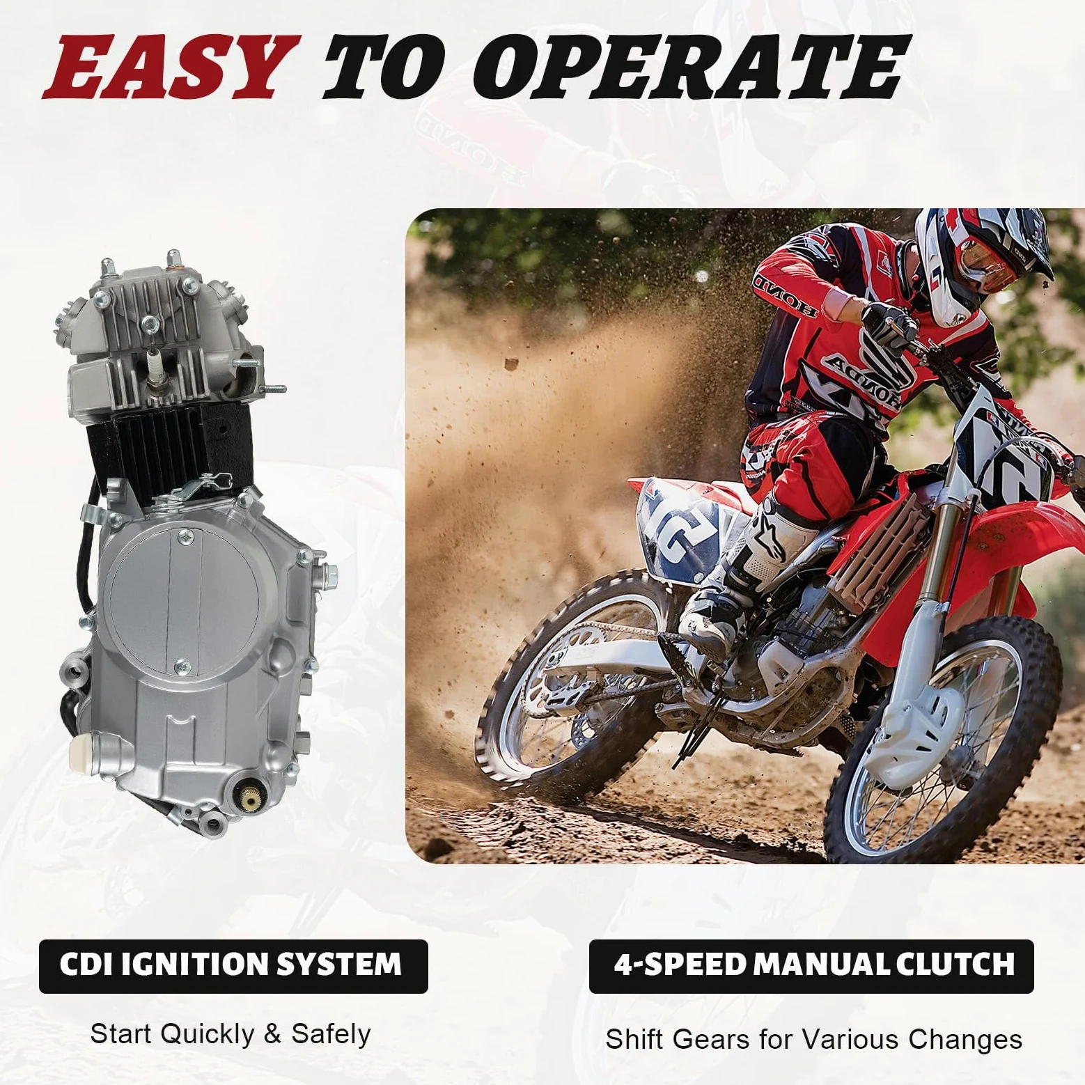Motor de 125 cc de 4 tiempos, motor de un solo cilindro, enfriado por aire manual, con arranque de pedal y embrague accionado manualmente, para Dirt Bike Pit Bike Motor Engine